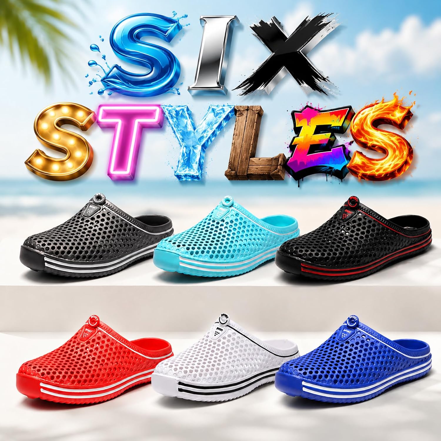 Womens Mens Bathroom Garden Non-slip Hole Breathable Lightweight Sandals Unisex Beach Quick Drying Sandals Couple Indoor/Outdoor Slippers