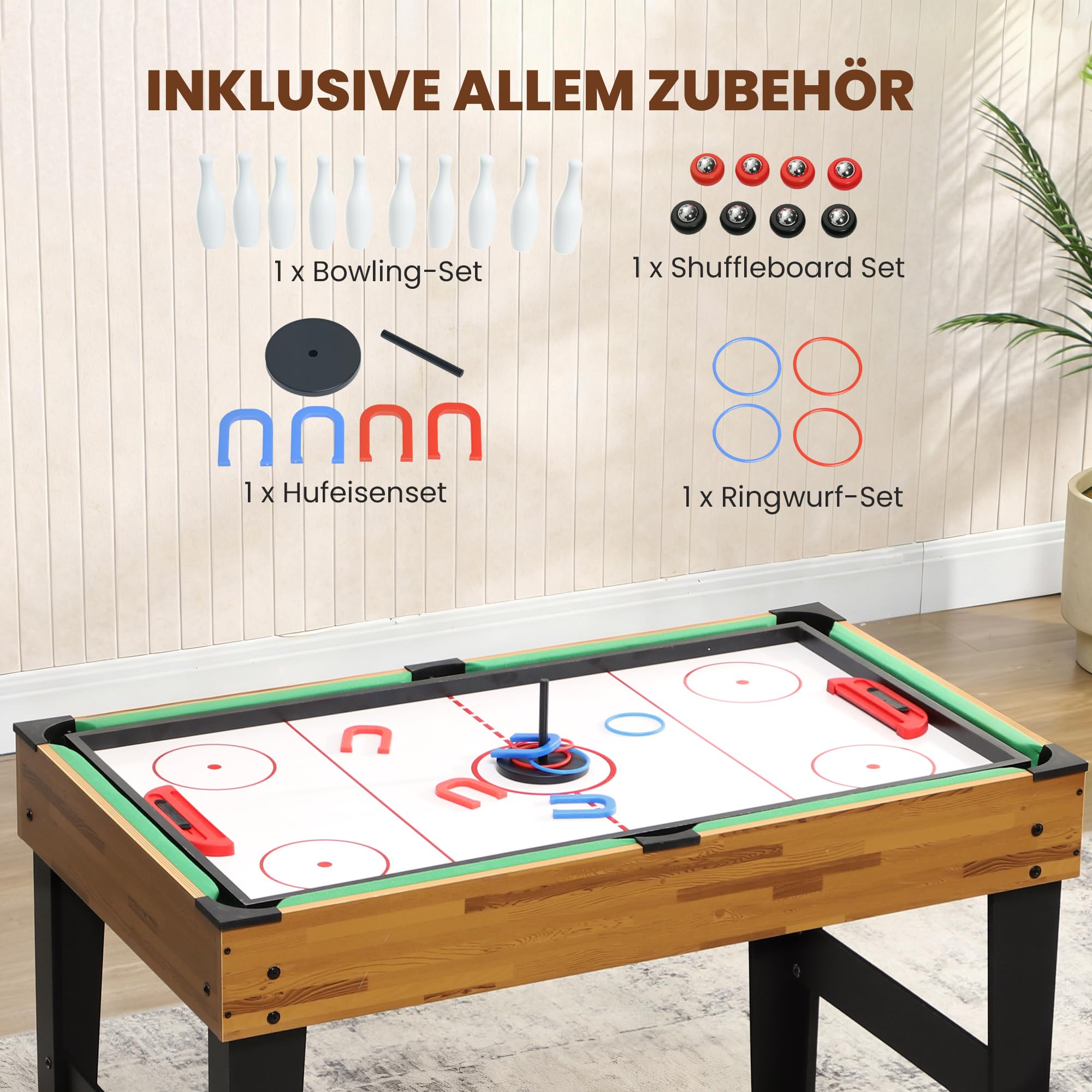 SPORTNOW 13-in-1 Multi Spieltisch Multifunktionstisch mit Tischtennis
