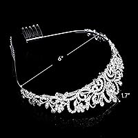 Vista 6 de Corona de princesa para mujer, tiaras de reina de cristal para niñas, accesorios para el cabello de novia, regalos para cumpleaños, boda