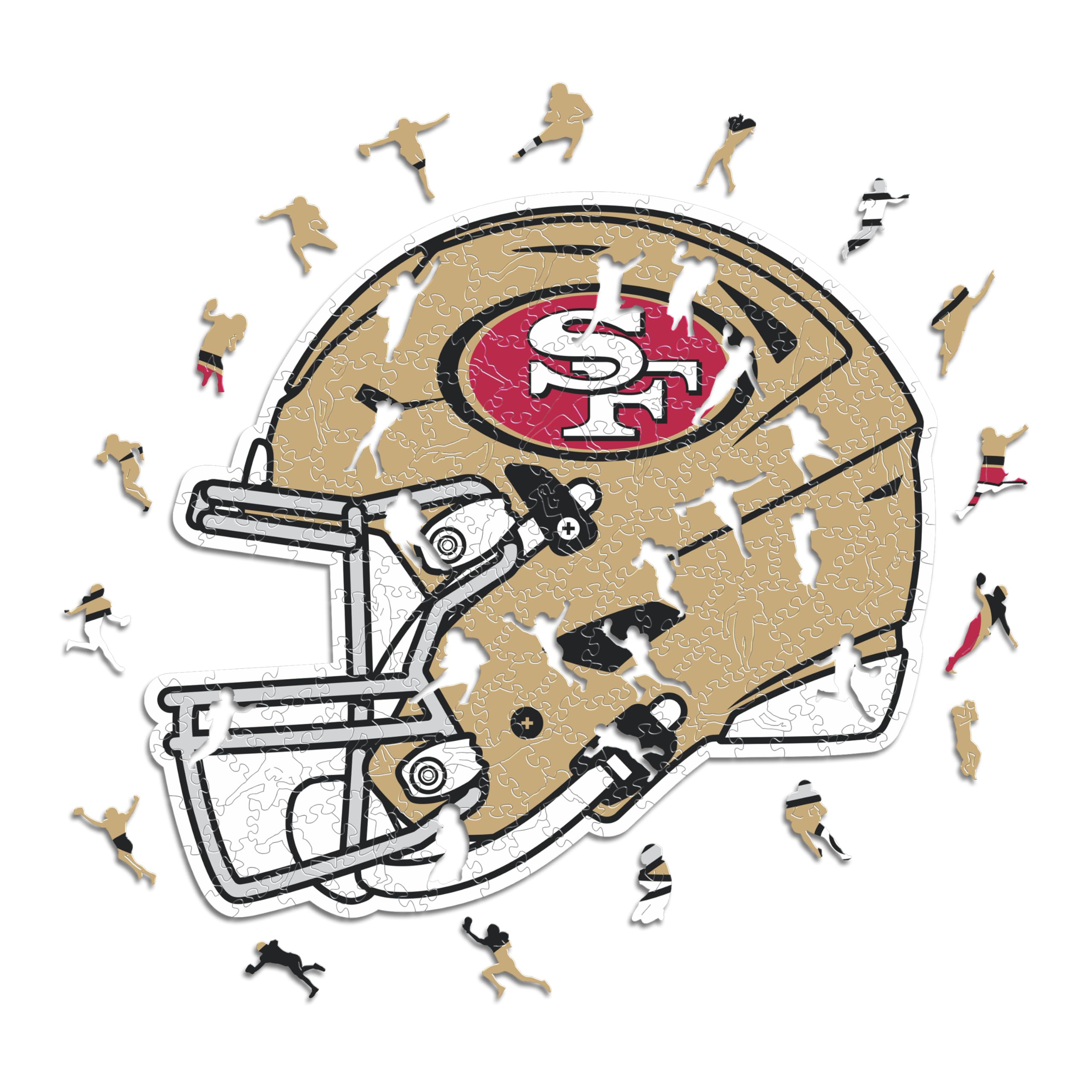 Iconic Puzzles – Helm San Francisco 49ers, offiziell Lizenziertes NFL-Holzpuzzle, 100% nachhaltig, Geschenk für Erwachsene und Kinder, Größe L, 500 Teile