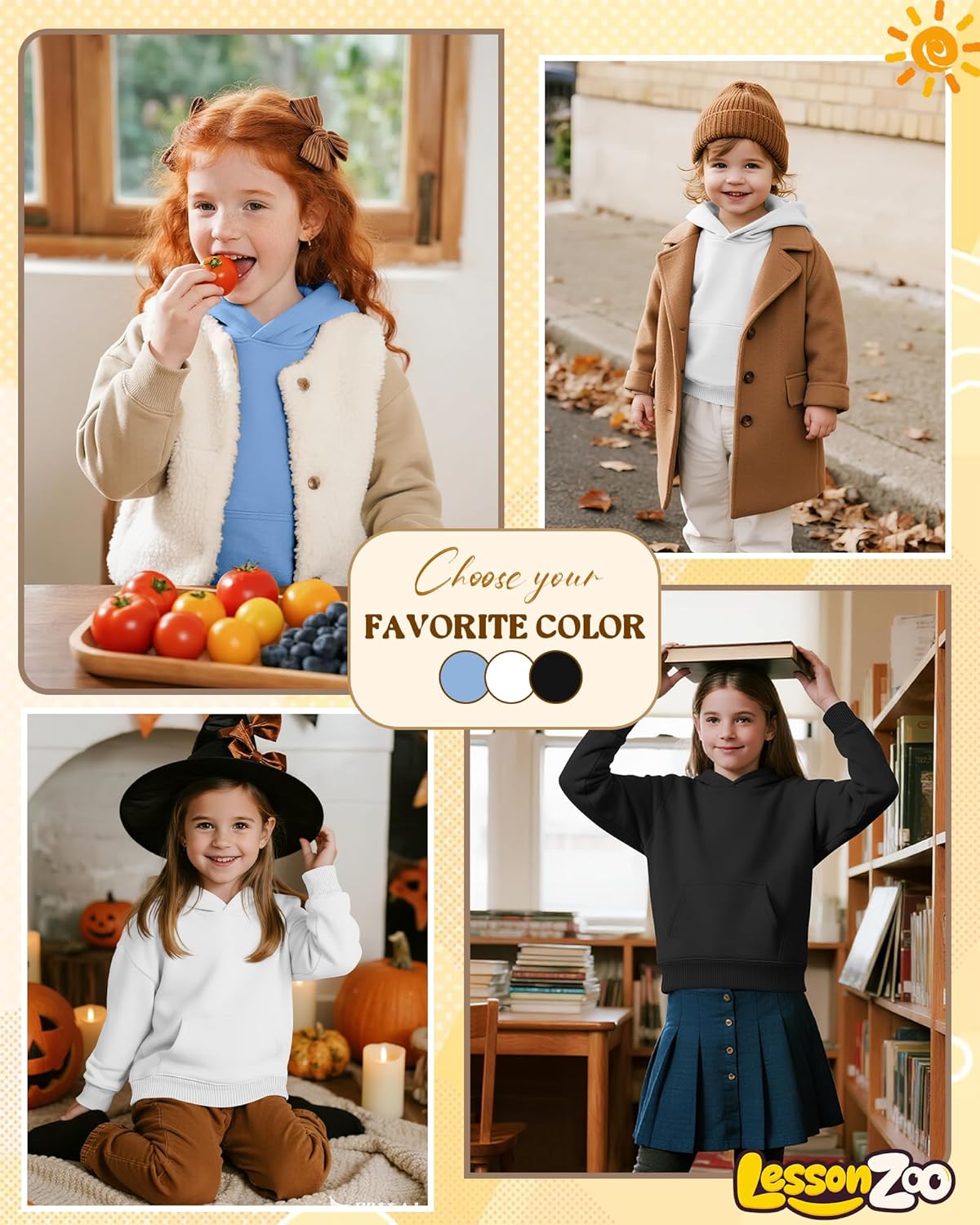 3 Pack Girls Hoodies Lightweight Kids Oversized Hooded Sweatshirt Cute Long Sleeve Pullover Sweatshirts with Pocket - Image 2