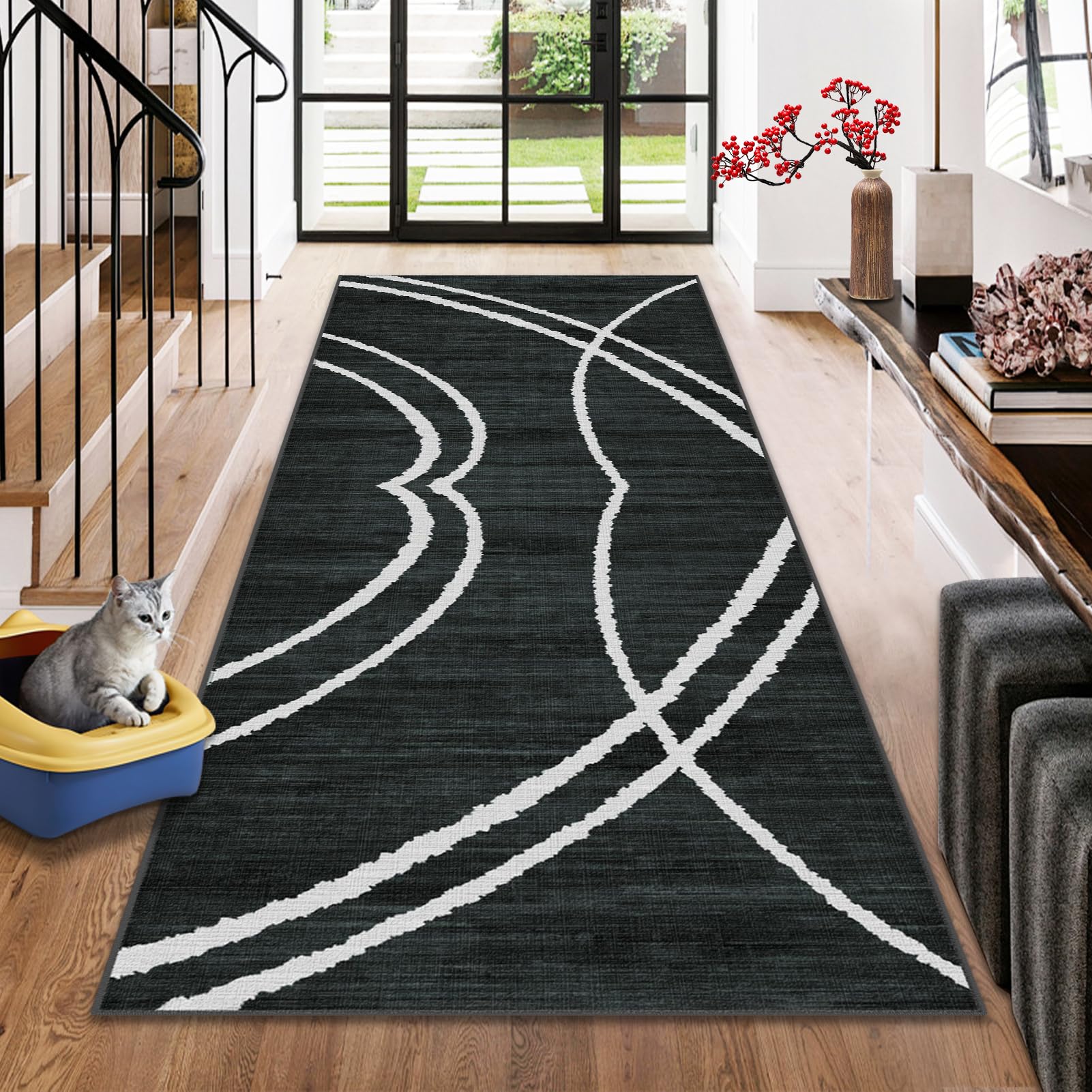 Extra Long Runner Rugs for hallway Kitchen Runners Non Slip Washable Large Carpet Runners Floor Mats Door Runner Mat Indoor For Entryway Area Rug Runner for Living Room Bedroom Laundry 60 x 300 cm — image 1