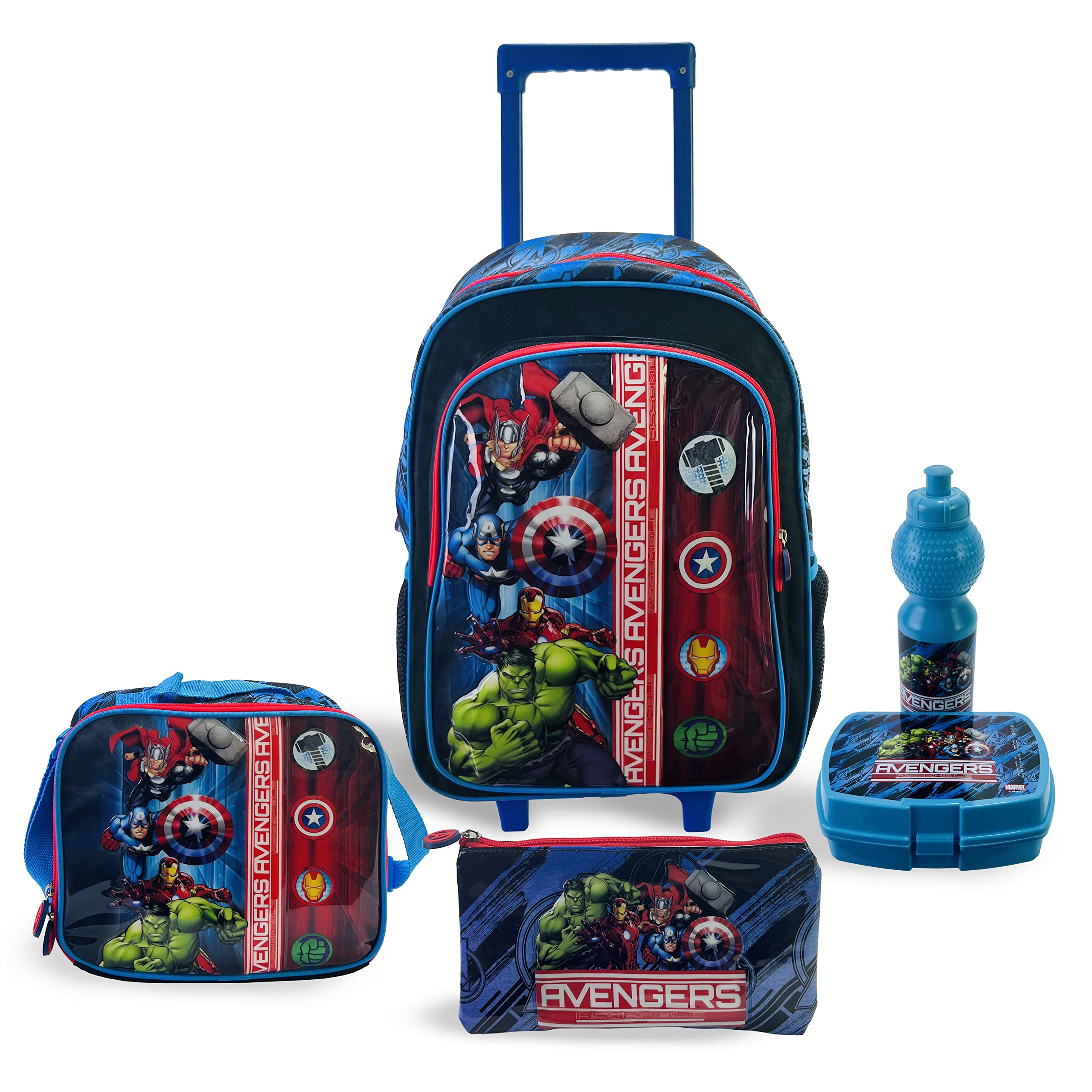 MarvelAvengers Assemble 18" 5in1 Trolley BackPack Set, Multicolor