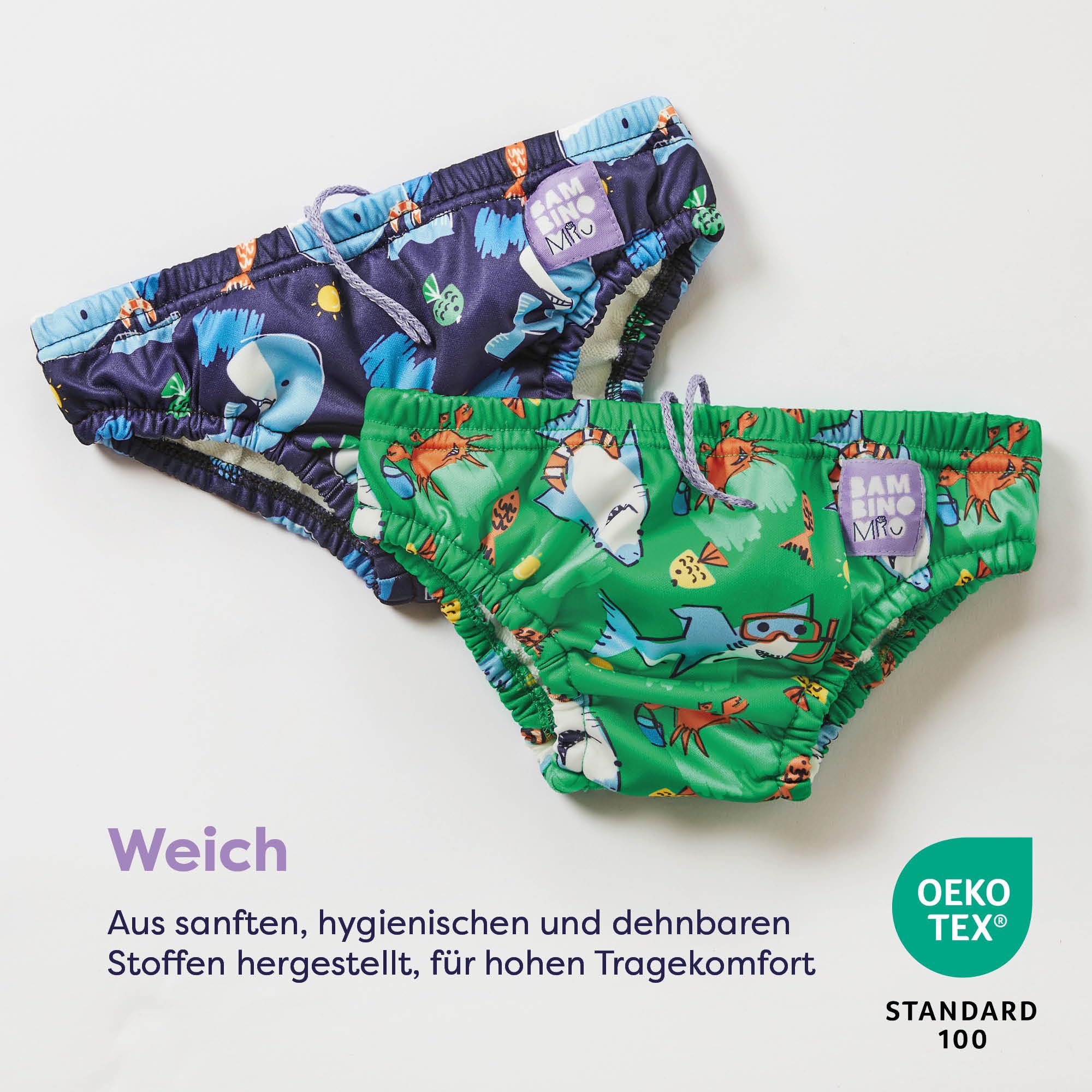 Bambino Mio Wiederverwendbare Schwimmwindel 2er-Packung, Spritz & Flosse, 2-3 Jahre, Strandmode-Essentials für Babys und Kleinkinder, Jungen und Mädchen.