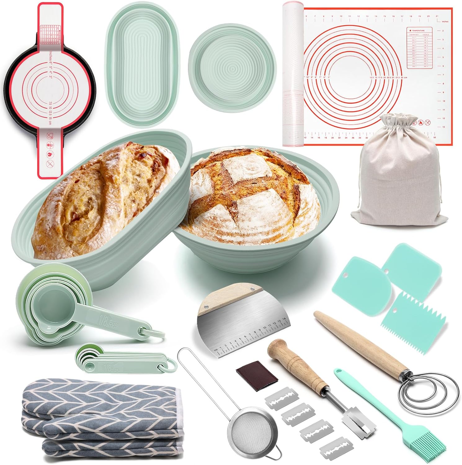 Sourdough Starter Kit With Banneton Baskets – Complete Bread Proofing Set For Beginners