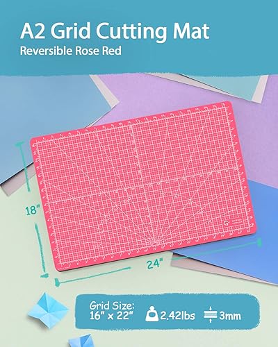 Vista 27 de G+ Alfombrilla de corte reversible autorreparable – A3 de 12 x 18 pulgadas para tela; tabla de cortar de doble cara para coser, manualidades, Rosa