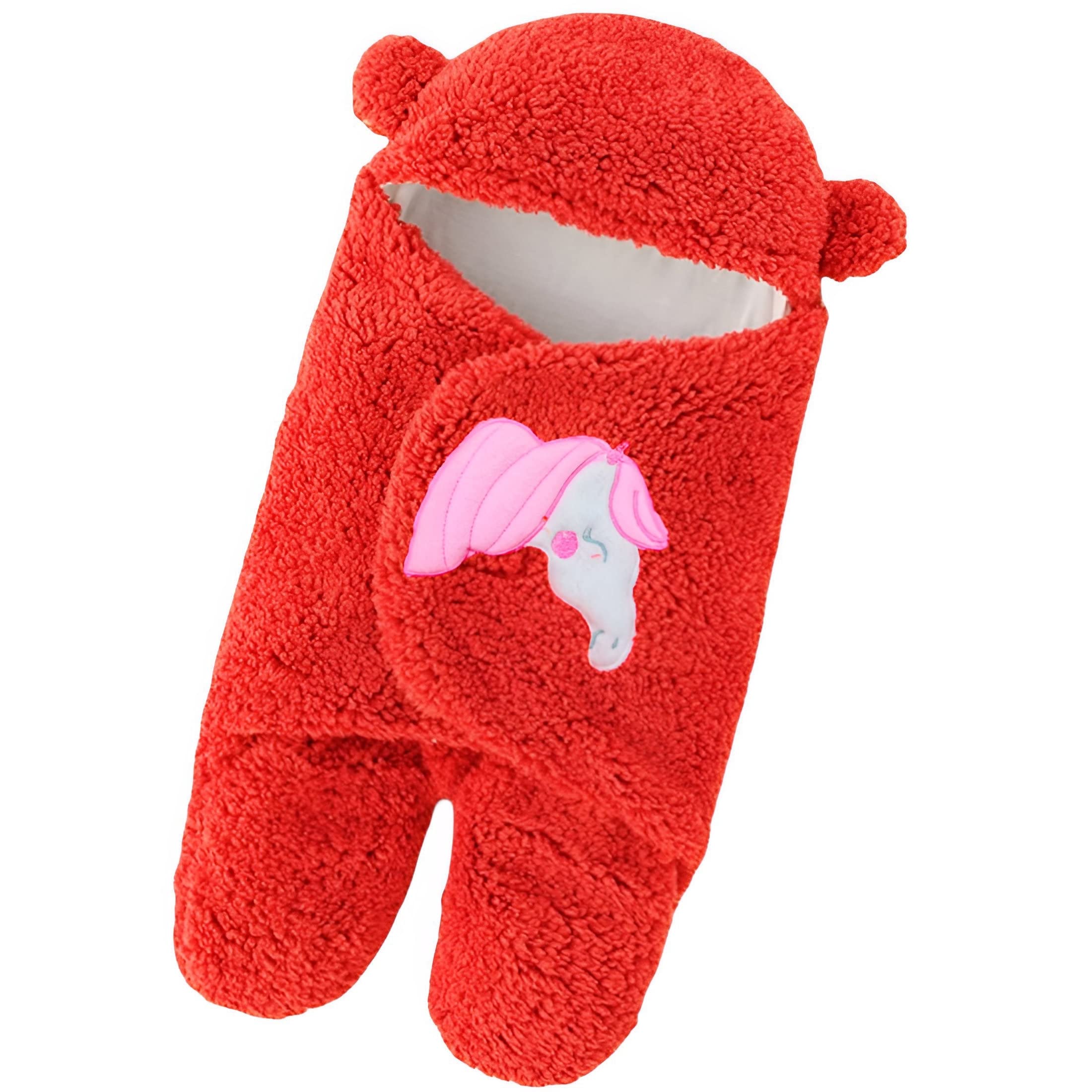 First Kick Baby Sleeping Bag New Born Pack of Wearable Flannel 0-6 Months Hooded Swaddle Wrapper Durable Blanket, Red, 0-6 Months (B0BSR2K7NG) Amazon Price History, Amazon Price Tracker