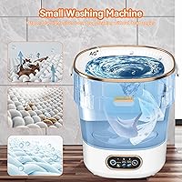 Vista 5 de Portable Washing Machine, Folding 16L Mini Washer and Spin-Dryer With Hanger, Large Capacity Small Compact Laundry Machine of Underwear, Baby