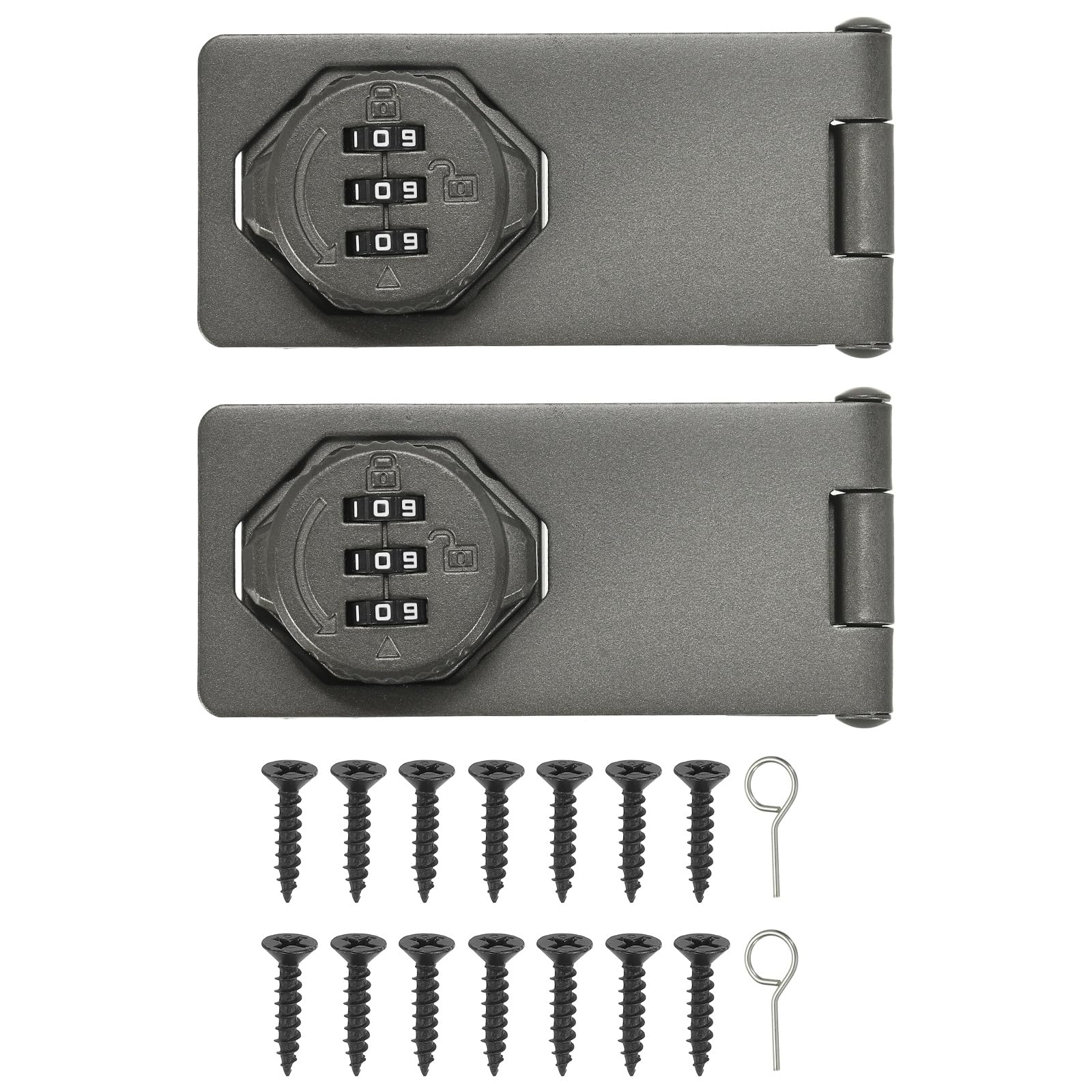 PATIKIL Cabinet Password Hasp Lock (96mm, Gray) (2 Pcs), 3-Digit Security Combination Latch Lock Keyless Hasp Latch, Suit for- Closet/Cupboard/Drawer/Barn/Garden — image 1