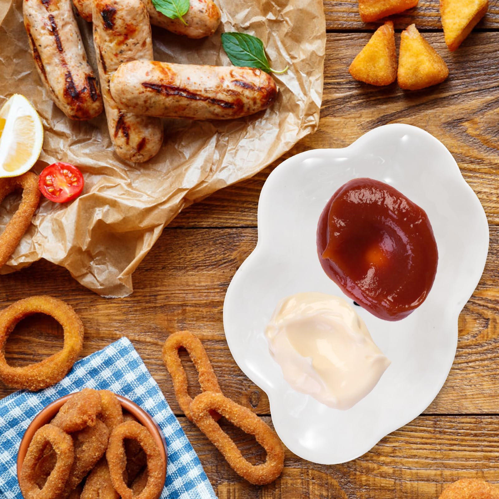 Cabilock White Plates Ceramic Sauce Dishes Cloud Shaped Plates Seasoning Dishes Serving Saucers Bowl Sushi Dipping Bowl Appetizer Plates for Home Kitchen Decorative Tray Ketchup Packets