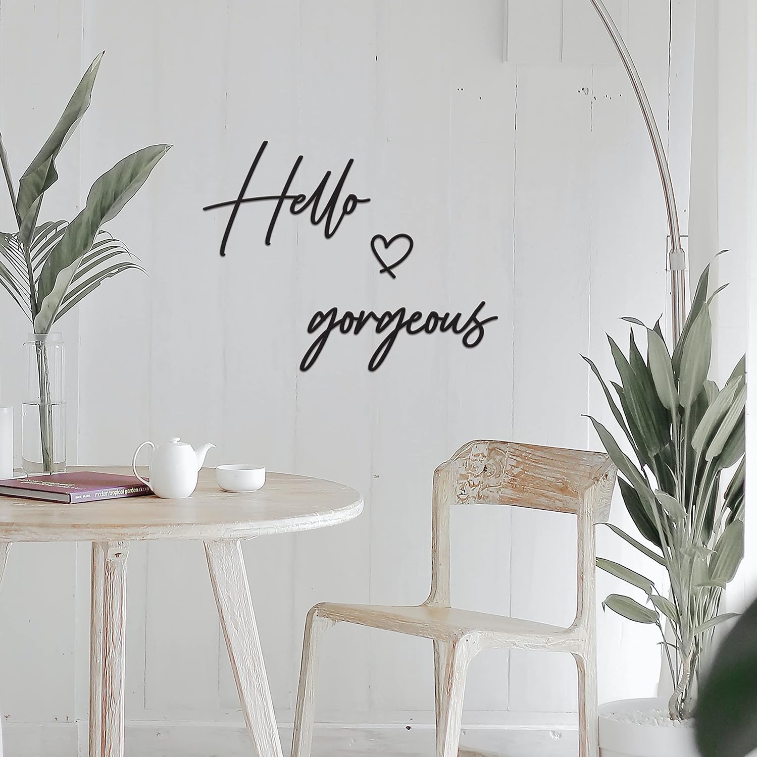 Hello Gorgeous Wall Decor - 20"X15" Black Modern Beautiful Hello Gorgeous Sign Farmhouse Metal Wall Signs Hello Beautiful Wall Decor for Hanging Any Room Wall Art Hanging image 2