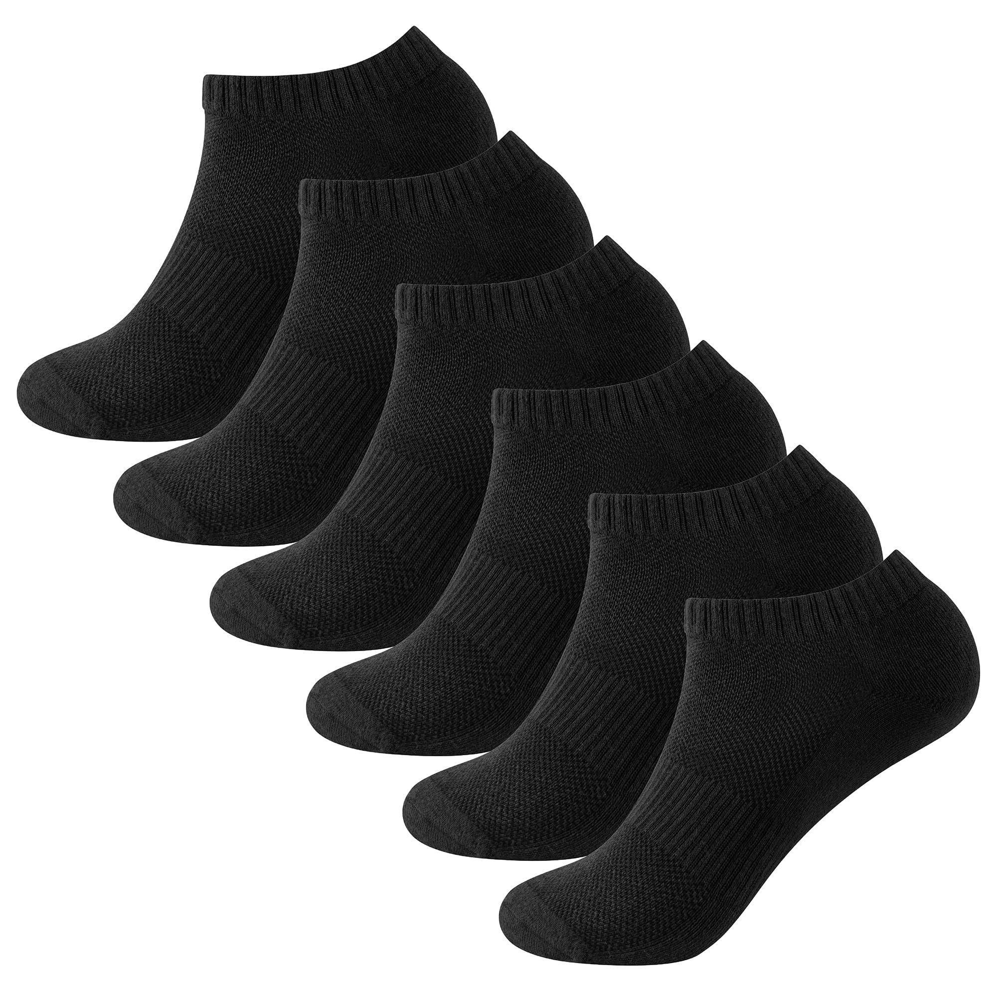 The Essentials Wardrobe Men's 6 Pairs Ladies Black 6Pk Ladies Half Terry Trainer Socks - Uk 4-8/Eu 37-42 - Black