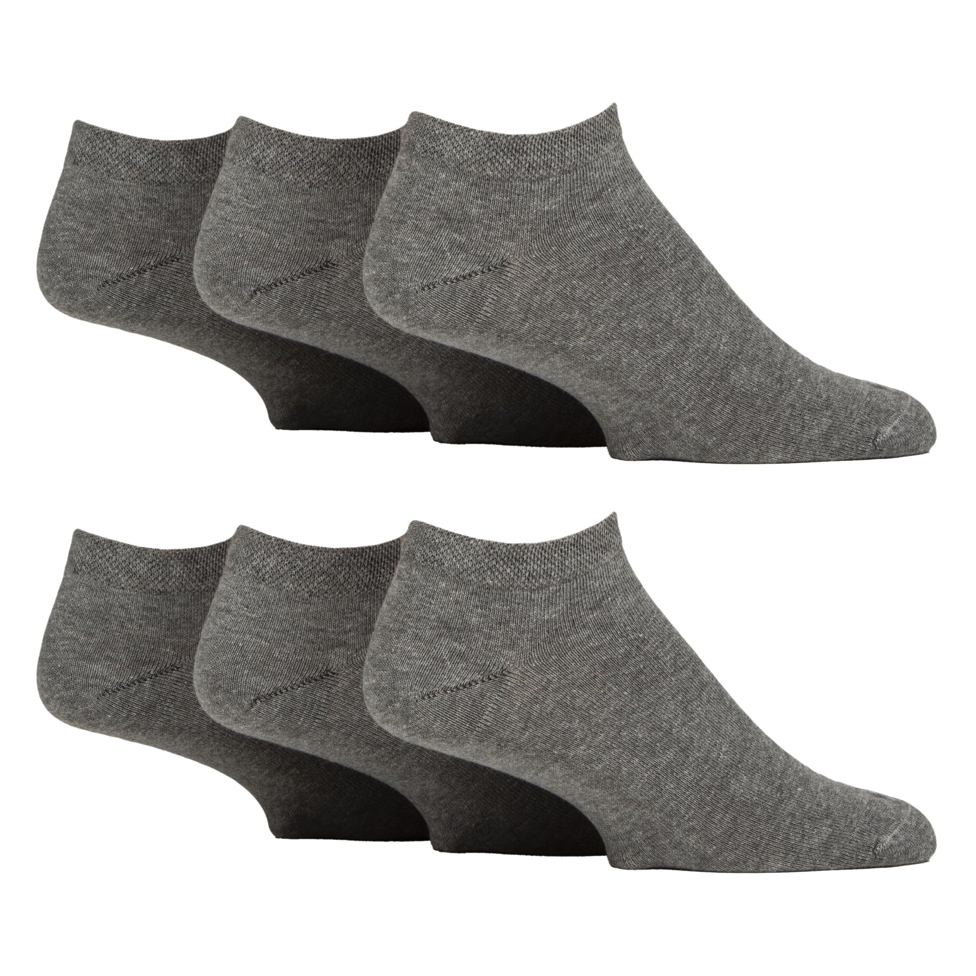 Gentle Grip Men's Grey - 6 Pairs Diabetic Trainer Socks | Non Elastic Low Cut Ankle Socks (6-11, )