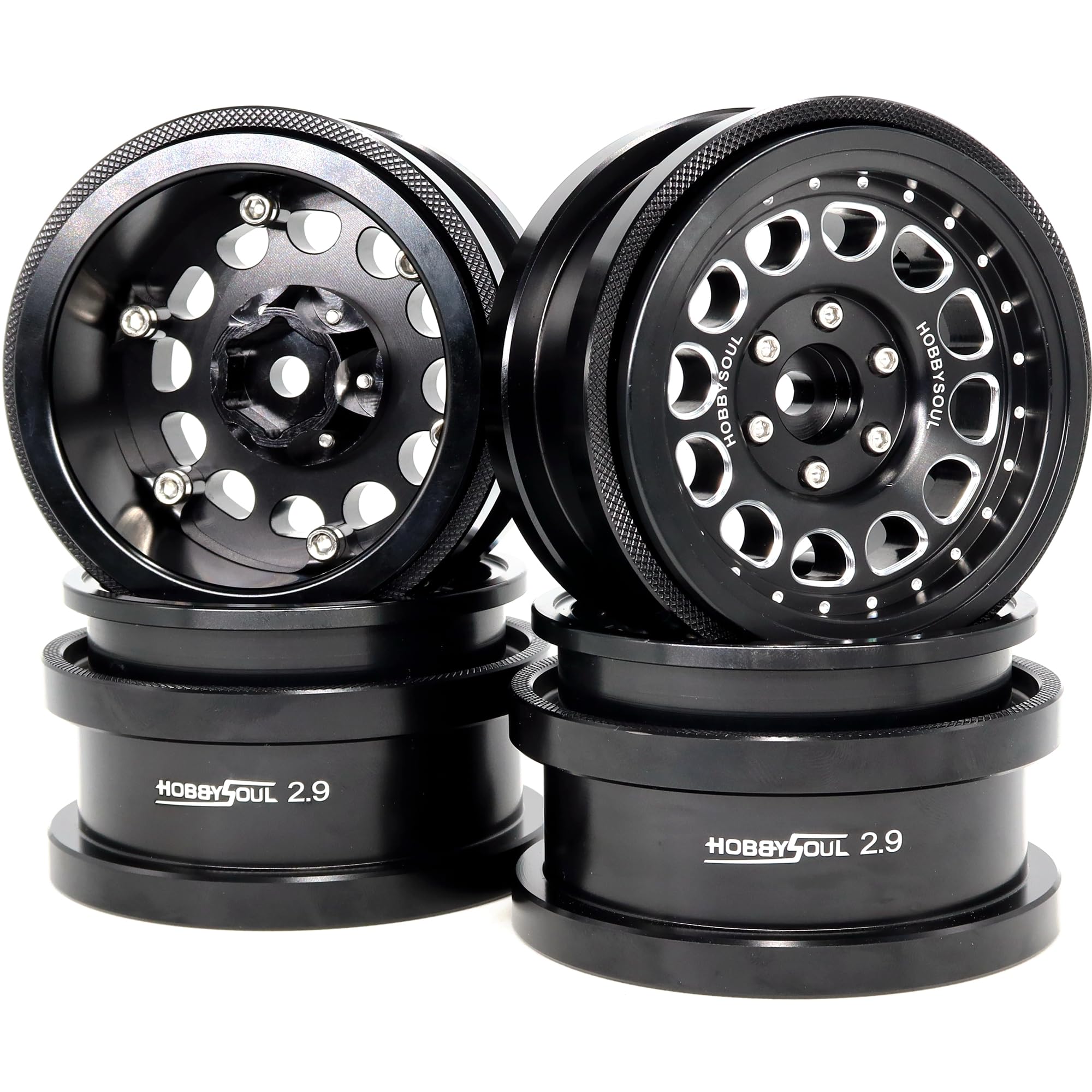 HOBBYSOUL 2.9 Beadlock Wheels Rims 4-Pack for 1/6 RC SCX6 Mud Crawler