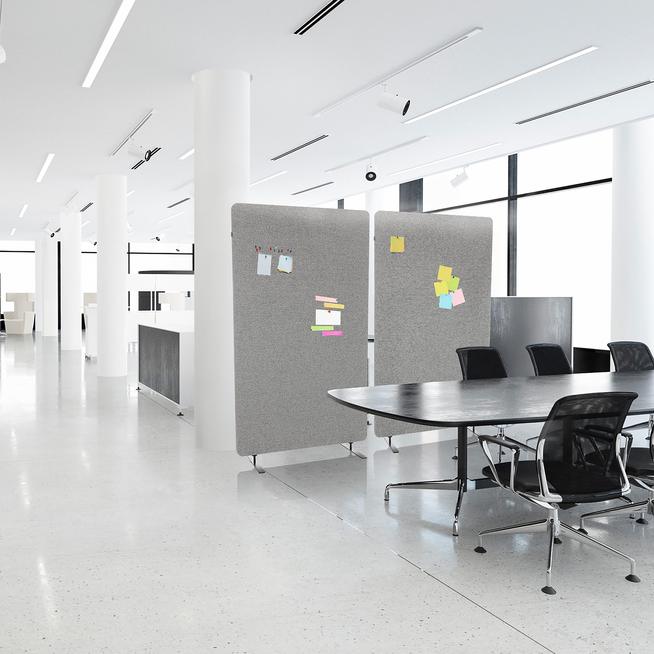 hjh OFFICE Akustik Trennwand 142 cm hoch FLEXMIUT Stand Raumteiler Büro Sichtschutz Pinnwand, Hellgrau 891013