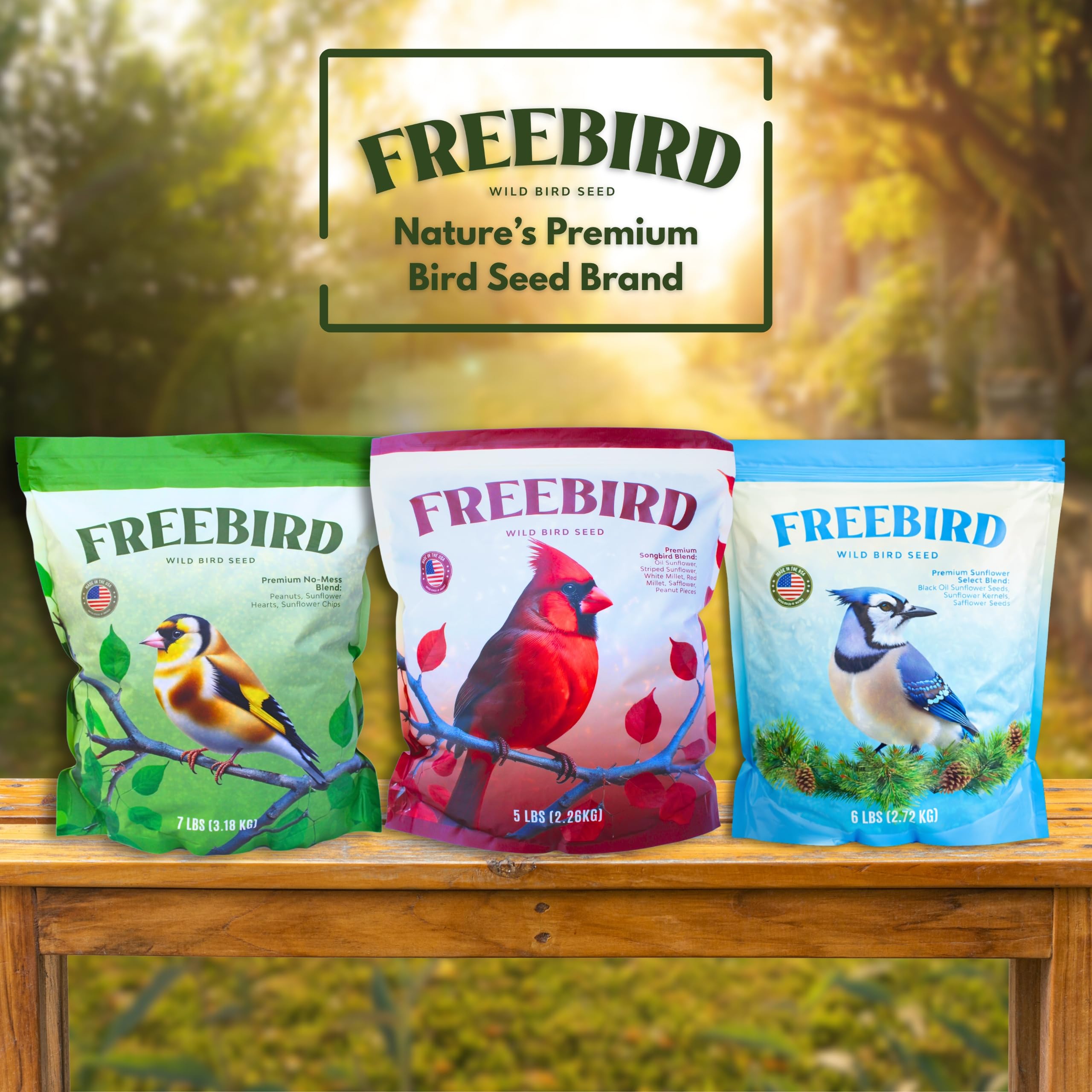 Freebird - Mangime per uccelli selvatici, miscela premium per uccelli canori con olio di girasole nero, girasole a strisce, cartamo, pezzi di arachidi, miglio bianco, miglio rosso per cardinali