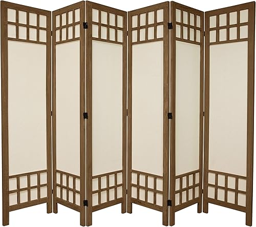 Miniatura 6 de Oriental Furniture - Divisor de habitación de tela para ventana de 5 12 pies de alto, color blanco quemado, 4 paneles