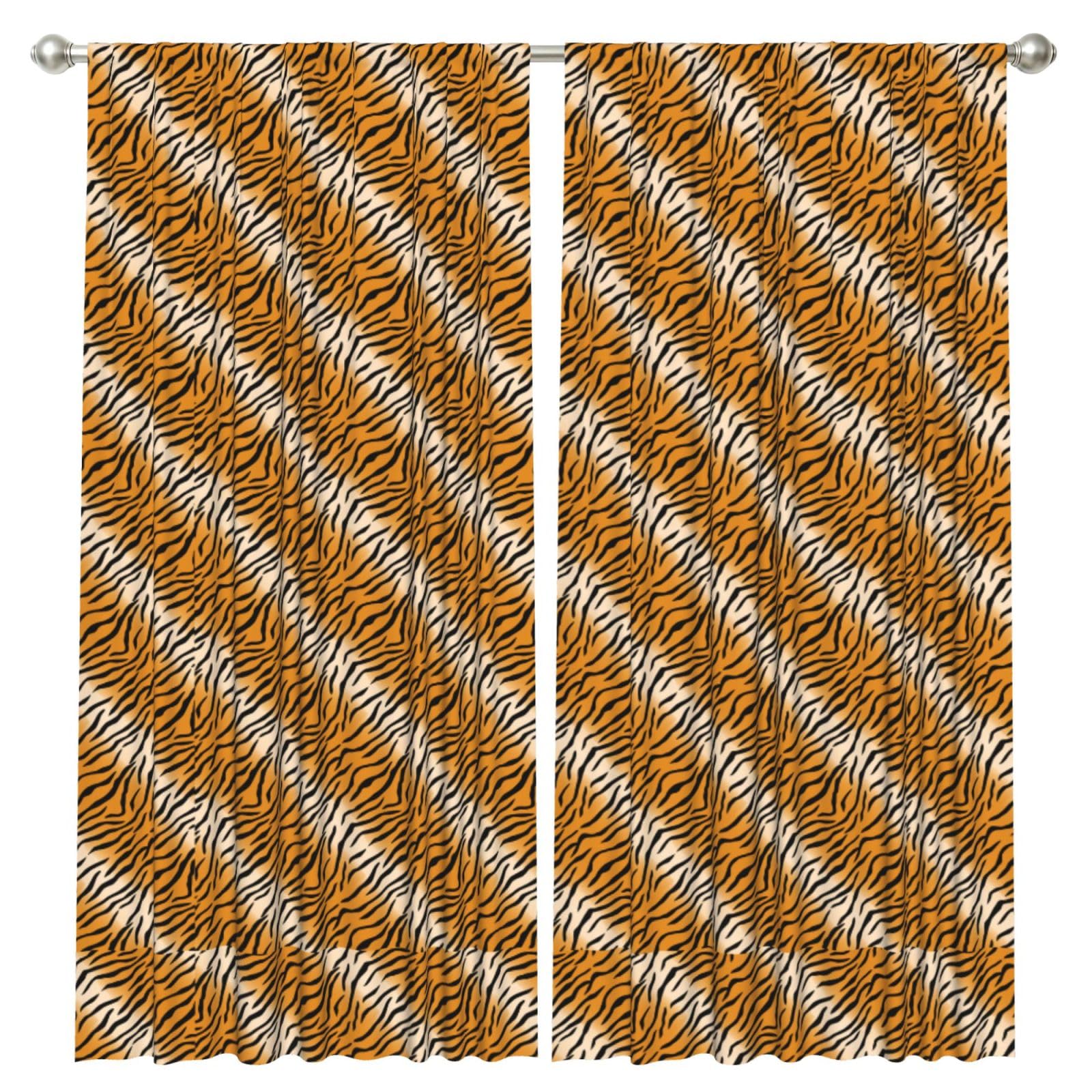 InOmak Tiger Striped, 2 Panels Window Curtains 52 x 84 Inch Blackout Curtains for Living Room Bedroom