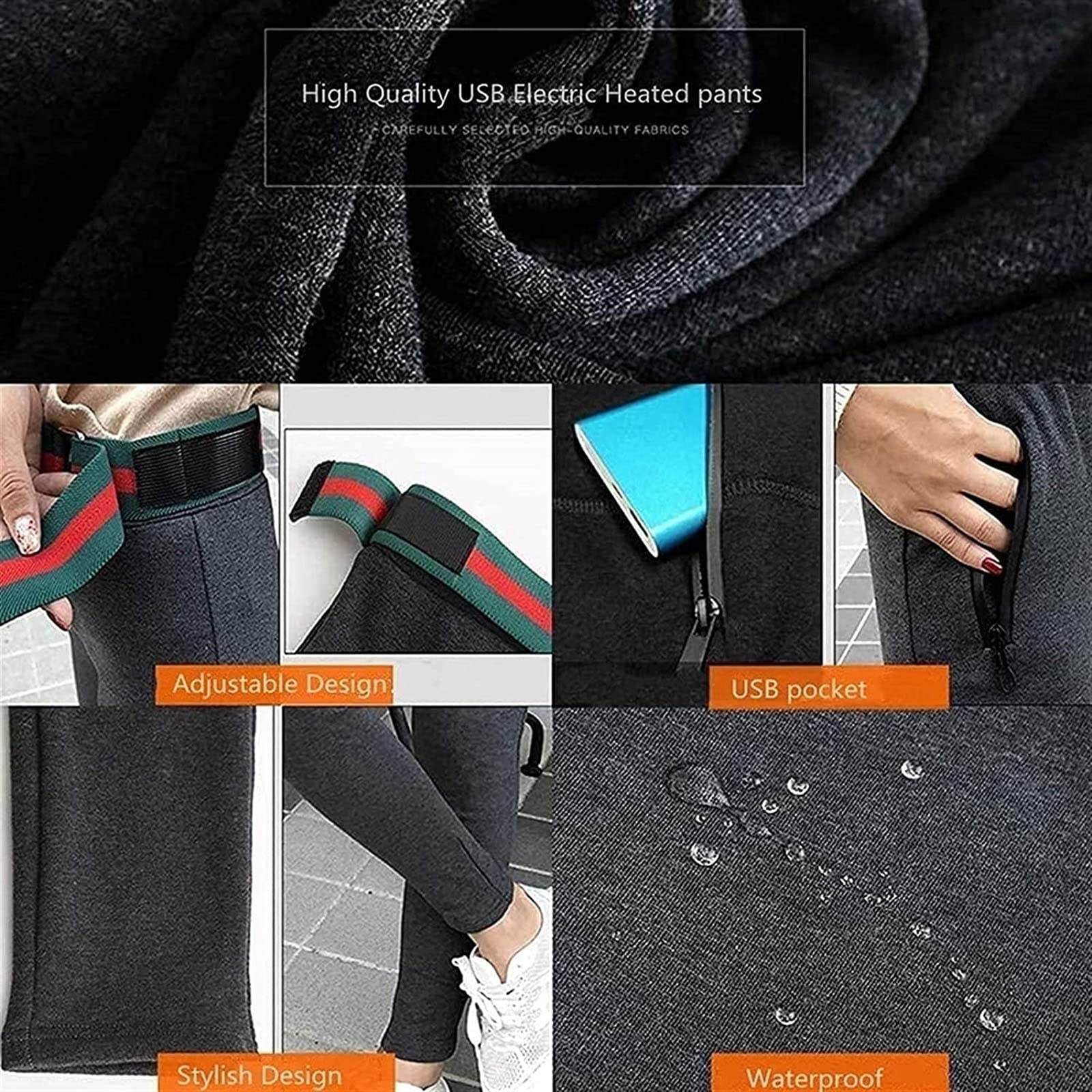 Pantalones Térmicos Eléctricos Ropa Interior Térmica Aislada con Ajuste de Temperatura de 3 Niveles para Mujer Negro Talla L