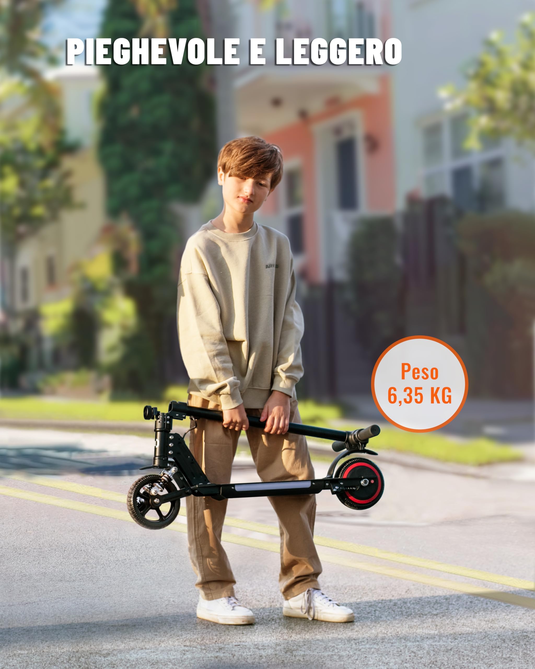 Monopattino Elettrico, 6.5'' Monopattino Elettrico Bambini dai 6 ai 12 anni, Pieghevole Monopattino Bambini,Autonomia 5-8KM,Monopattini Elettrici Display a LED,Regalo per Bambini