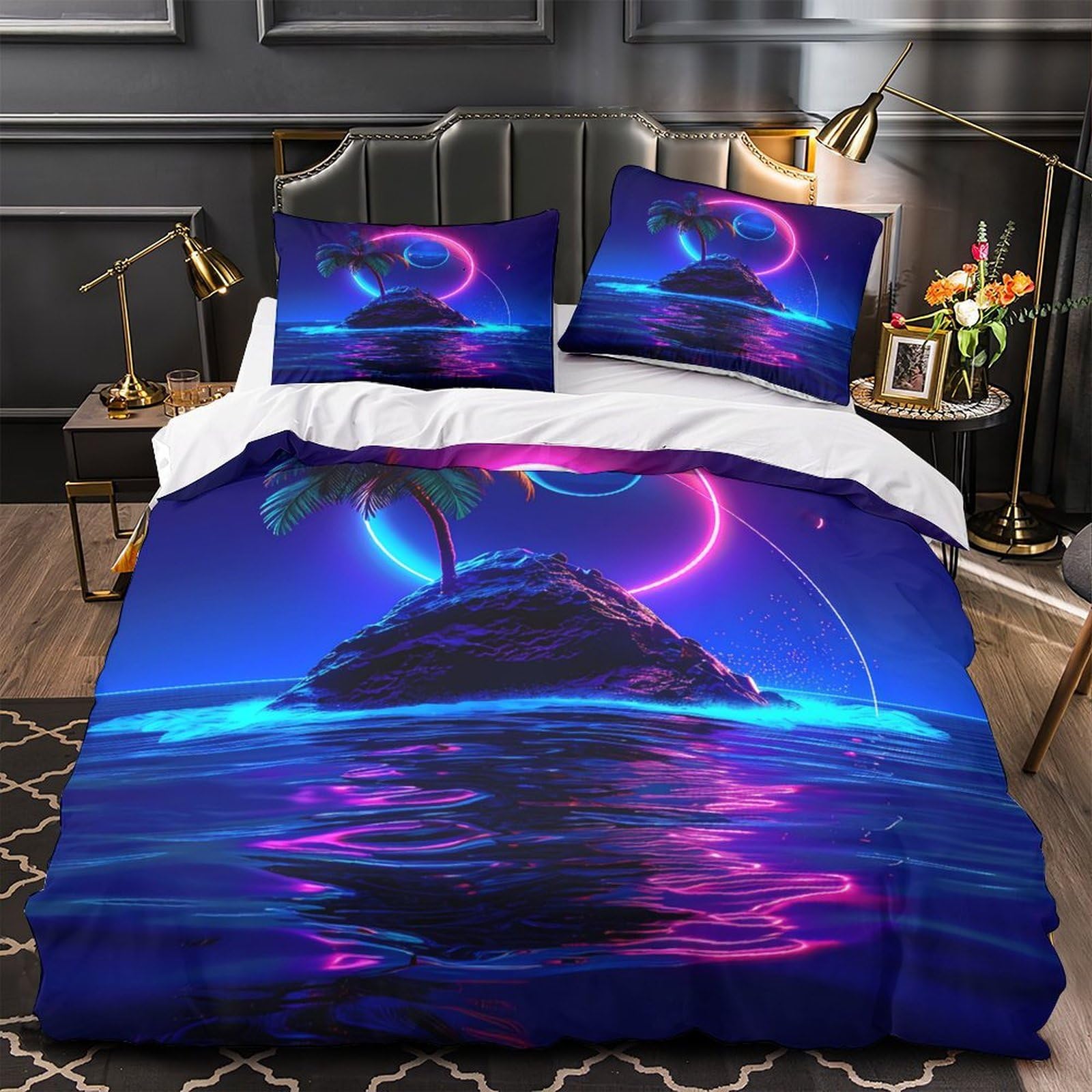 Housse de couette ado motif néon pour chambre moderne