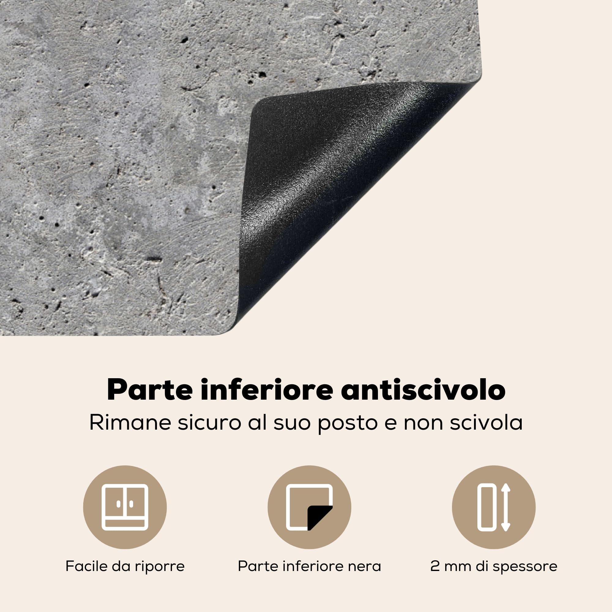 KitchenYeah© 83 x 51 cm Kitchen Hob Cover, Induction Mat, Non-Slip Concrete Protection Plate – Slate – Grey – Concrete Structure - 4