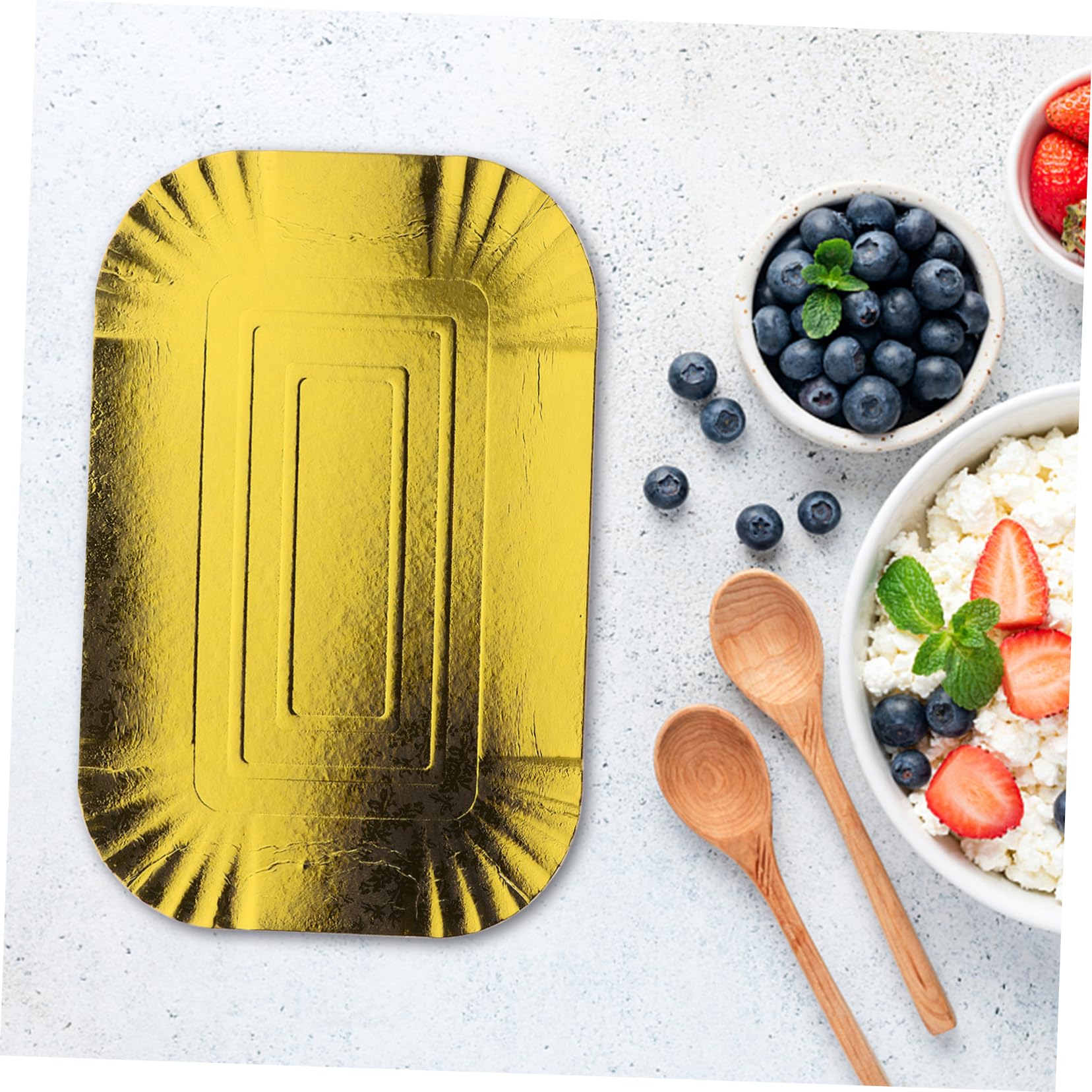 10 Platos Desechables de Papel Aluminio Dorado Diseño Liso, Bandeja Desechable para Banquetes y Hoteles, Material Resistente y Elegante
