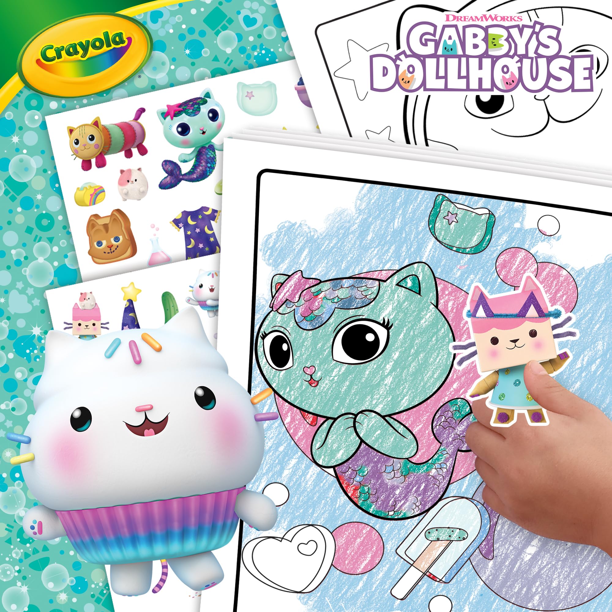 CRAYOLA - Album do kolorowania z naklejką Gabby's Dollhouse, 32 stronami do kolorowania i 4 arkuszami naklejek, dla dzieci od 3 lat, 04-7025 G