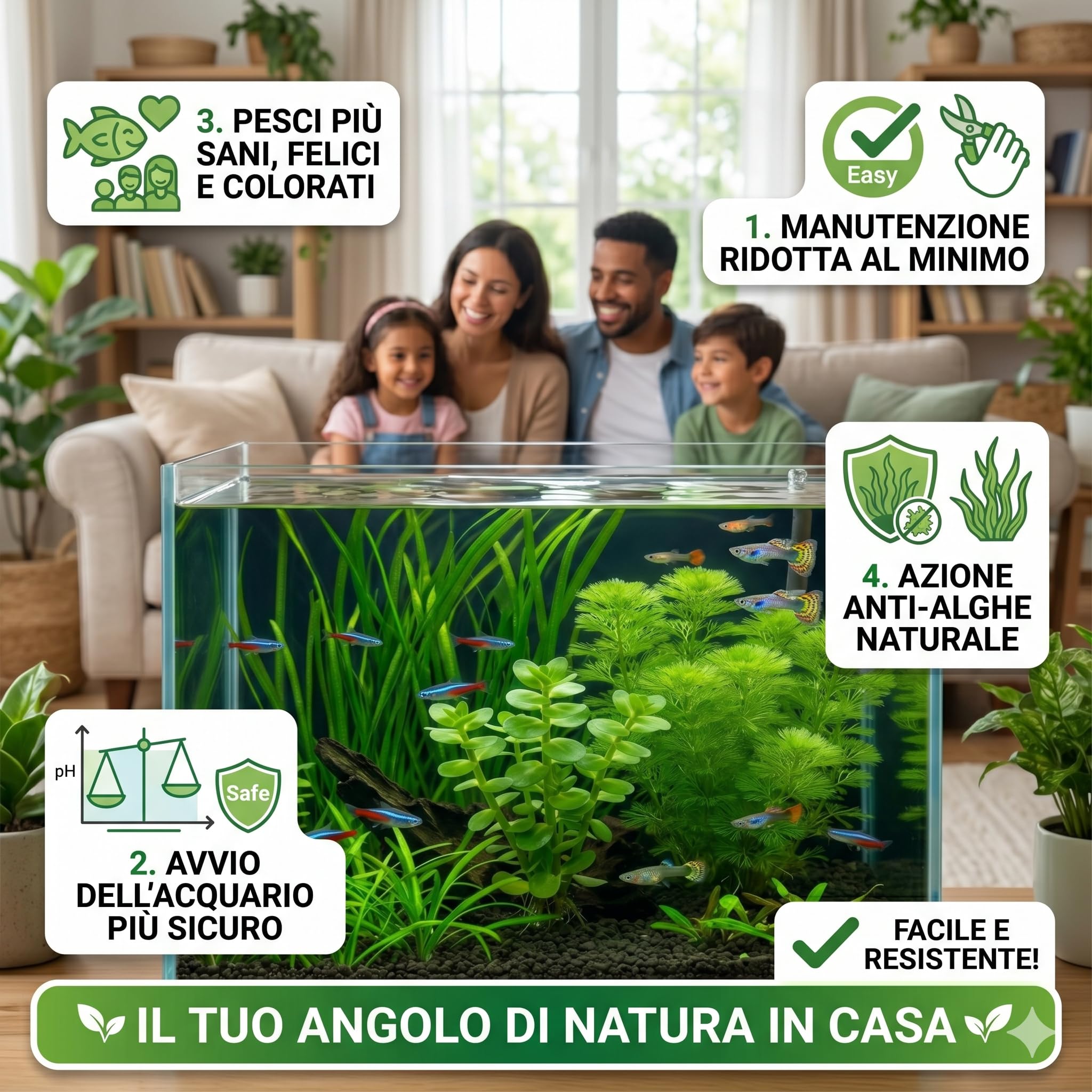 Set 3 Piante Vere Acquario: Vallisneria, Bacopa, Cabomba - Kit Piante Vive per Pesci d'Acqua Dolce, Facili da Coltivare e Ideali per Principianti in Ogni Acquario