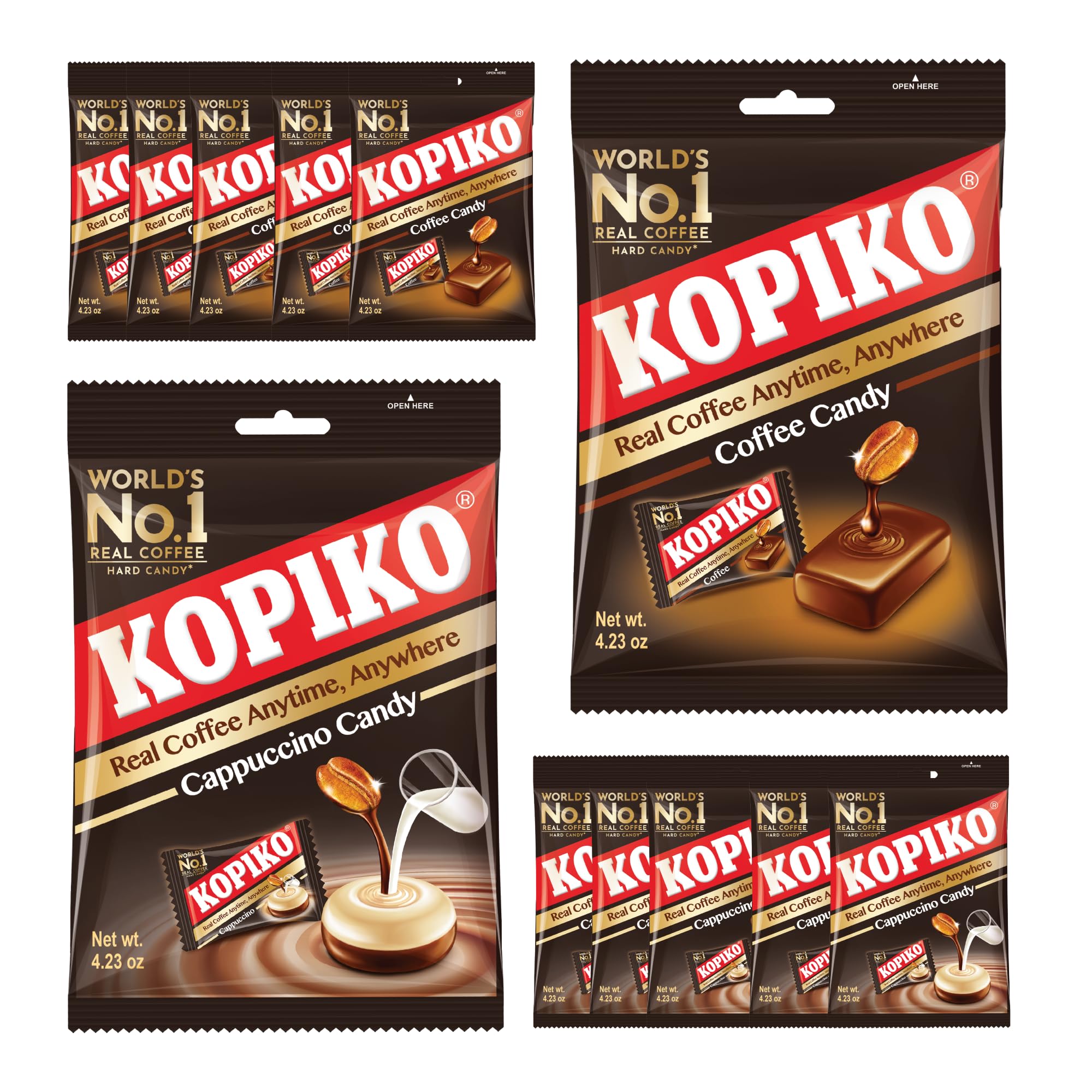 Kopiko Assorted Candy 100g x 12 Pack 6 Coffee & 6 Cappuccino Hard Sweets Instant