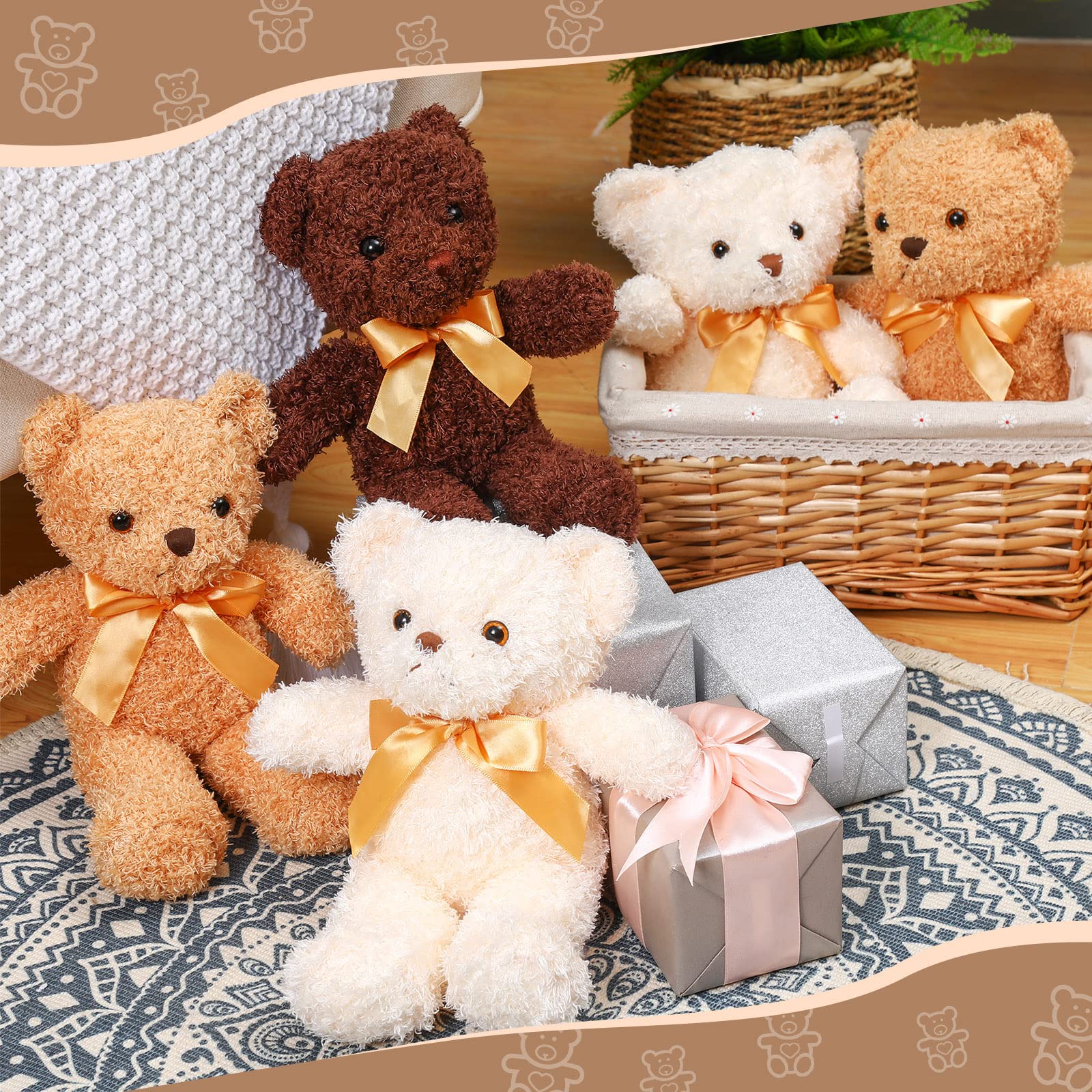 30 pieces plush bears bulk 12 inch stuffed bears stuffed animals with bow tie bear toys small bear for graduation christmas wedding anniversary birthday party favor gift (cute style)