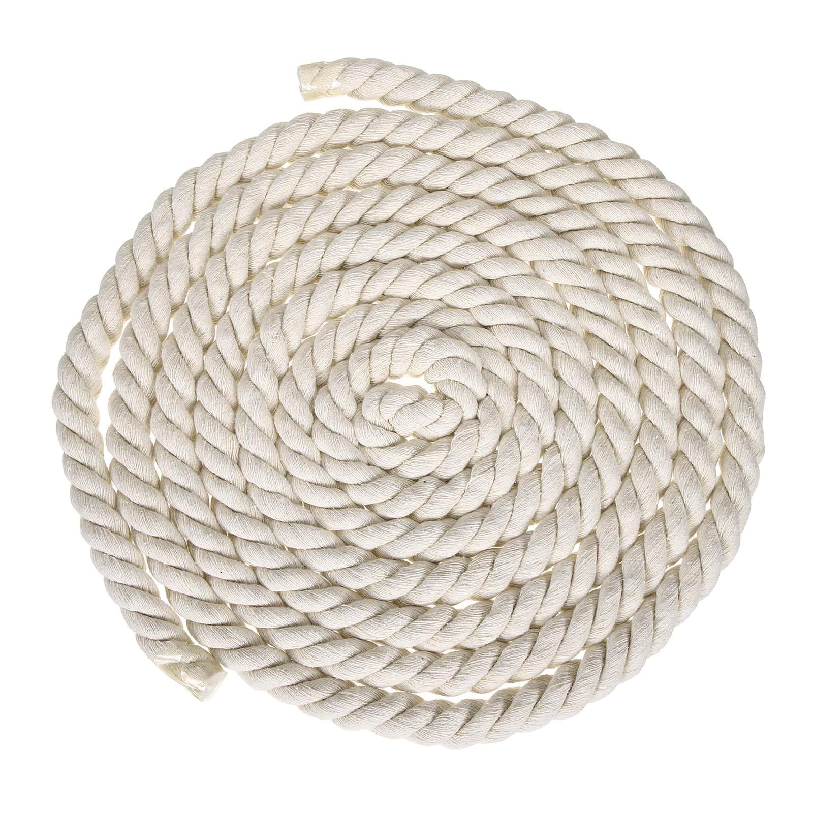 sourcing map 18mmx14.8Ft Beige Cotton Rope, 3 Strand Cord