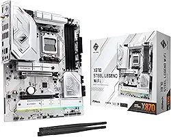 ASRock Placa mãe X870 Steel Legend WiFi 7 AMD Ryzen Socket AM5 ATX DDR5 DIMMs 8000 MHz 256 GB SATA3 6.0 Gb/s USB4 M.2