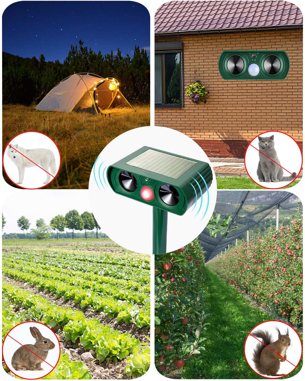 Solar Katzenschreck, Multifunktion Ultraschall Katzenabwehr, Wasserdicht Marderschreck mit Bewegungssensor, Vogelschreck Vertreiber für Maulwurf, Hunde, Vögel, Katzenschreck für Garten Rasen Farm