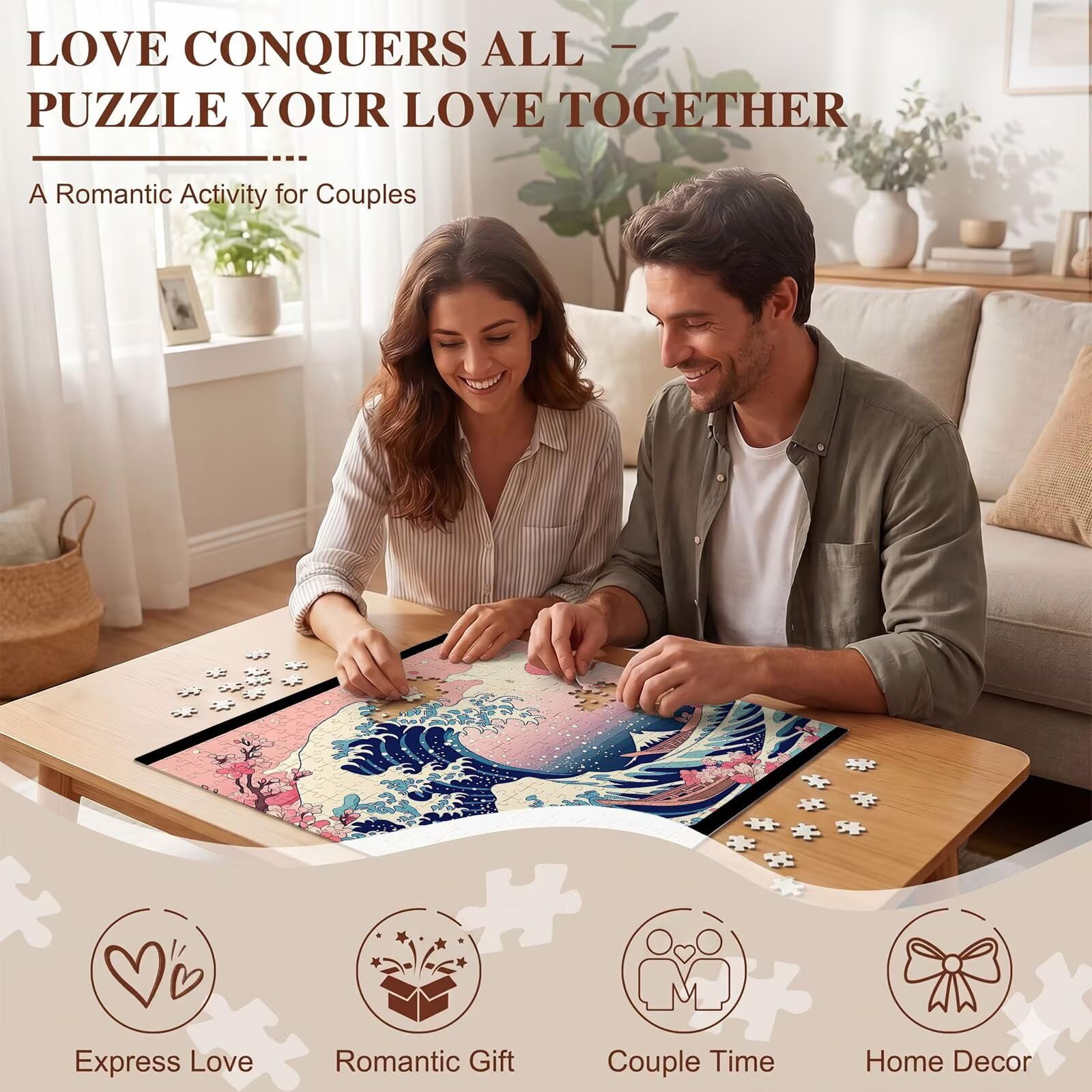 paesaggio onde Puzzle 1000 Pezzi per Adulti, Puzzle in Legno - Collezione Classica con Poster Incluso - Sfida di Concentrazione e Passatempo Antistress, Gioco Educativo per Famiglia, 75 x 50 cm f0-519