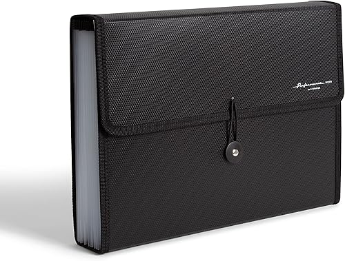 U Brands Carpeta de archivo de polietileno expandible de 13 bolsillos, color negro, 1 unidad