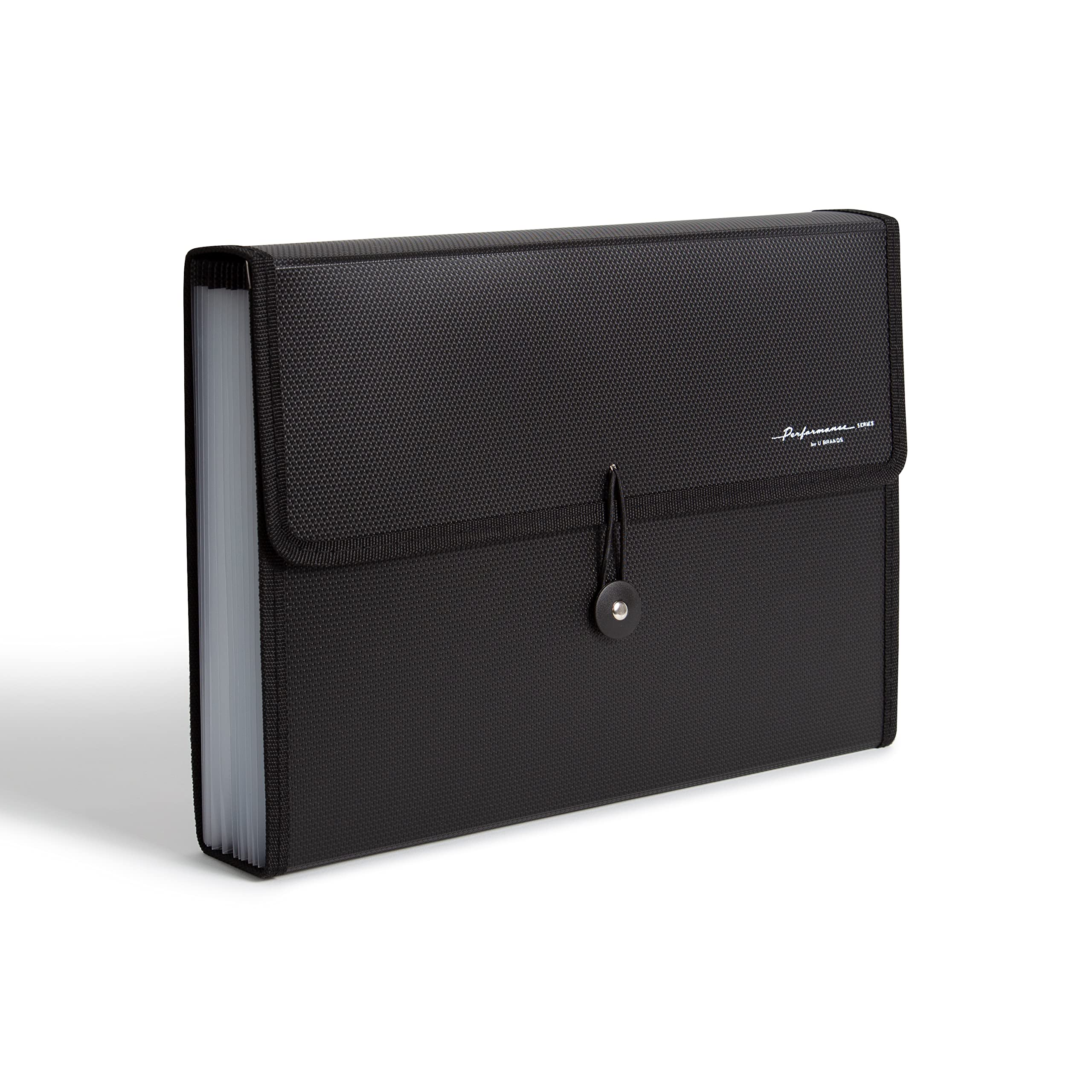 U Brands Expandable 13-Pocket Performance Poly File Folder, Black, 1 Count