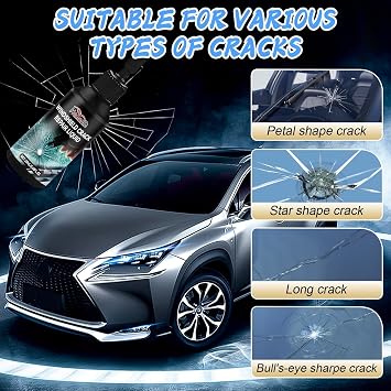 xinrongda Windscreen Chip Repair Kit,2Pcs Windshield Repair Kit, Glass Repair Kit for Chips and Cracks,5 Min Quick Glass Repair Liquid for Cracks, Windscreens, Windows & Mirrors for Most Crack Types