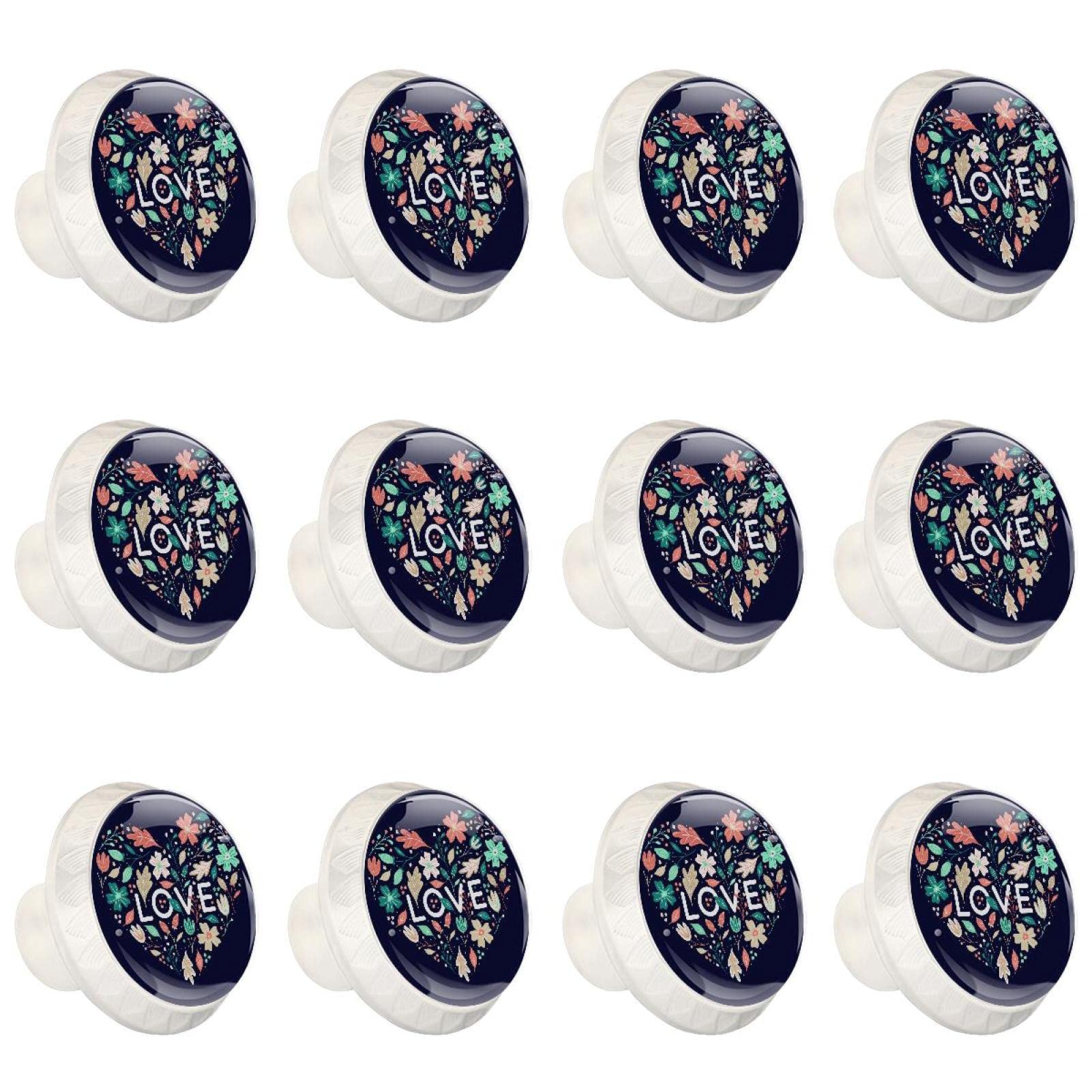 Boutons d'armoires de cuisine ronds en forme de coeur bleu 12 pièces