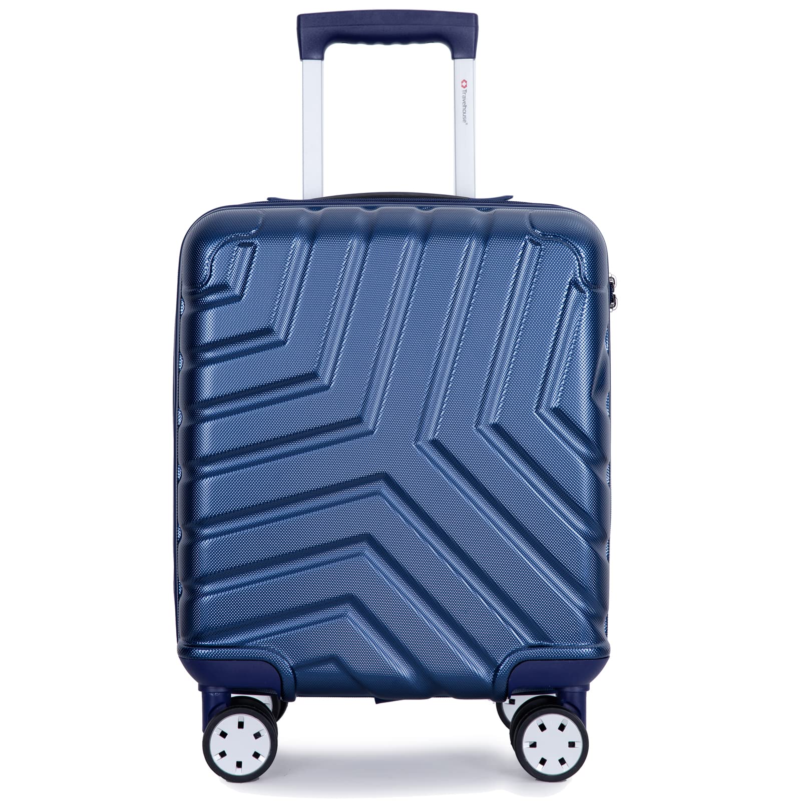 Travelhouse suitcase travel case hard shell carry-on luggage 16 "with universal silent aircraft swivel wheels lightweight TSA lock cool roll suitable for business travel back to school (blue)