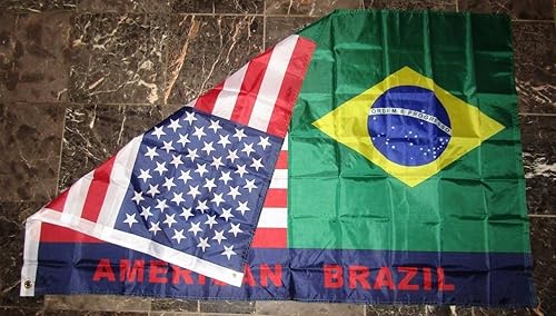 Miniatura 3 de Bandera de la amistad brasileña estadounidense/brasileña de 3x5 pies con ojales de latón de 3 x 5 pies
