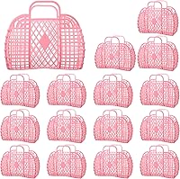 Vista 9 de Hsei 16 bolsas de gelatina reutilizables para niñas, bolsa de playa de plástico, cesta de regalo para niños y niñas