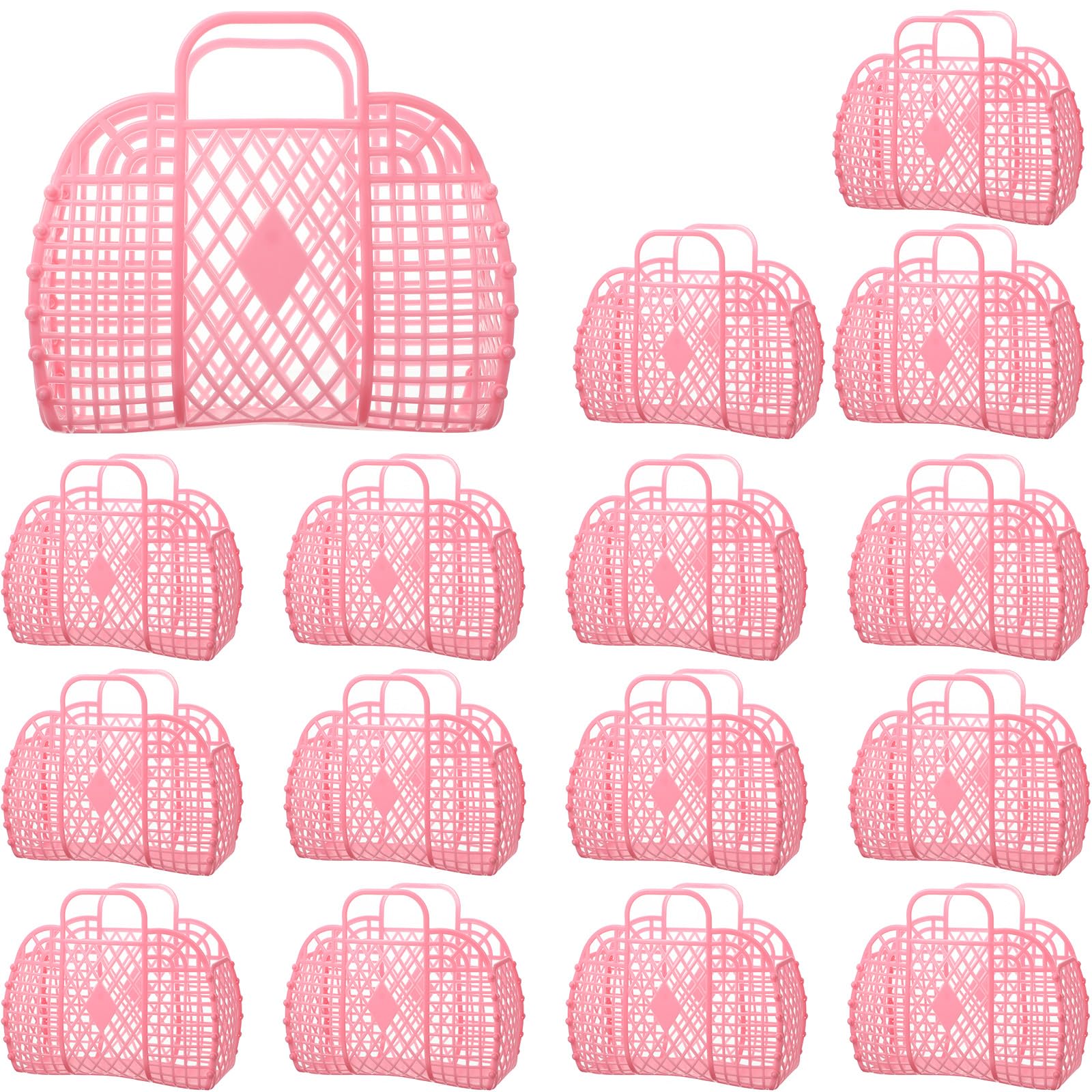 Hsei 16 Pcs Girls Jelly Purse Bags Easter Basket Reusable Jelly Beach Bag Plastic Beach Tote Gift Basket for Kid Girl