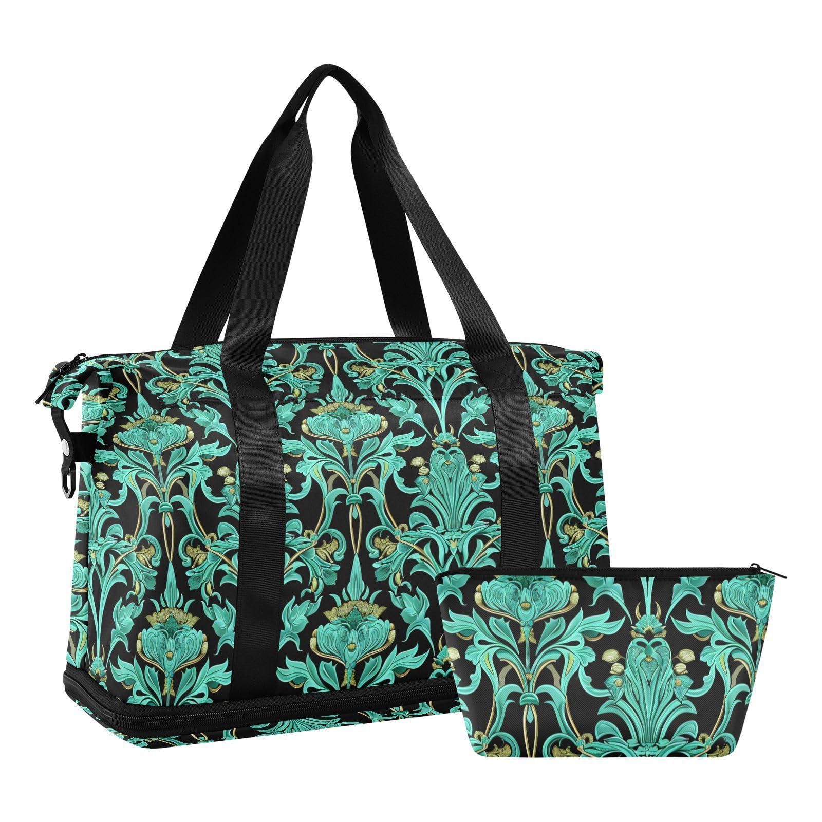 William Morris - Bolsa de viaje con bolsillo húmedo, correa ajustable, para gimnasio, deportes, yoga, impermeable, para hombres y mujeres