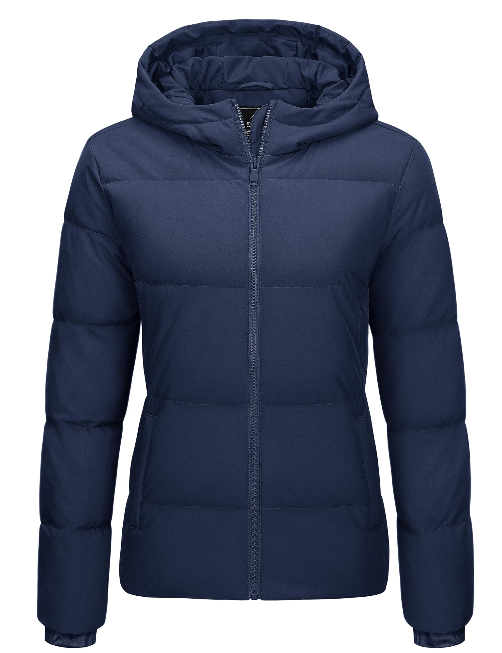 MAGCOMSEN Women's Down Puffer Jacket with Hood Lightweight Thermal Quilted Coat with Pockets Zip-up Winter Warm Jacket