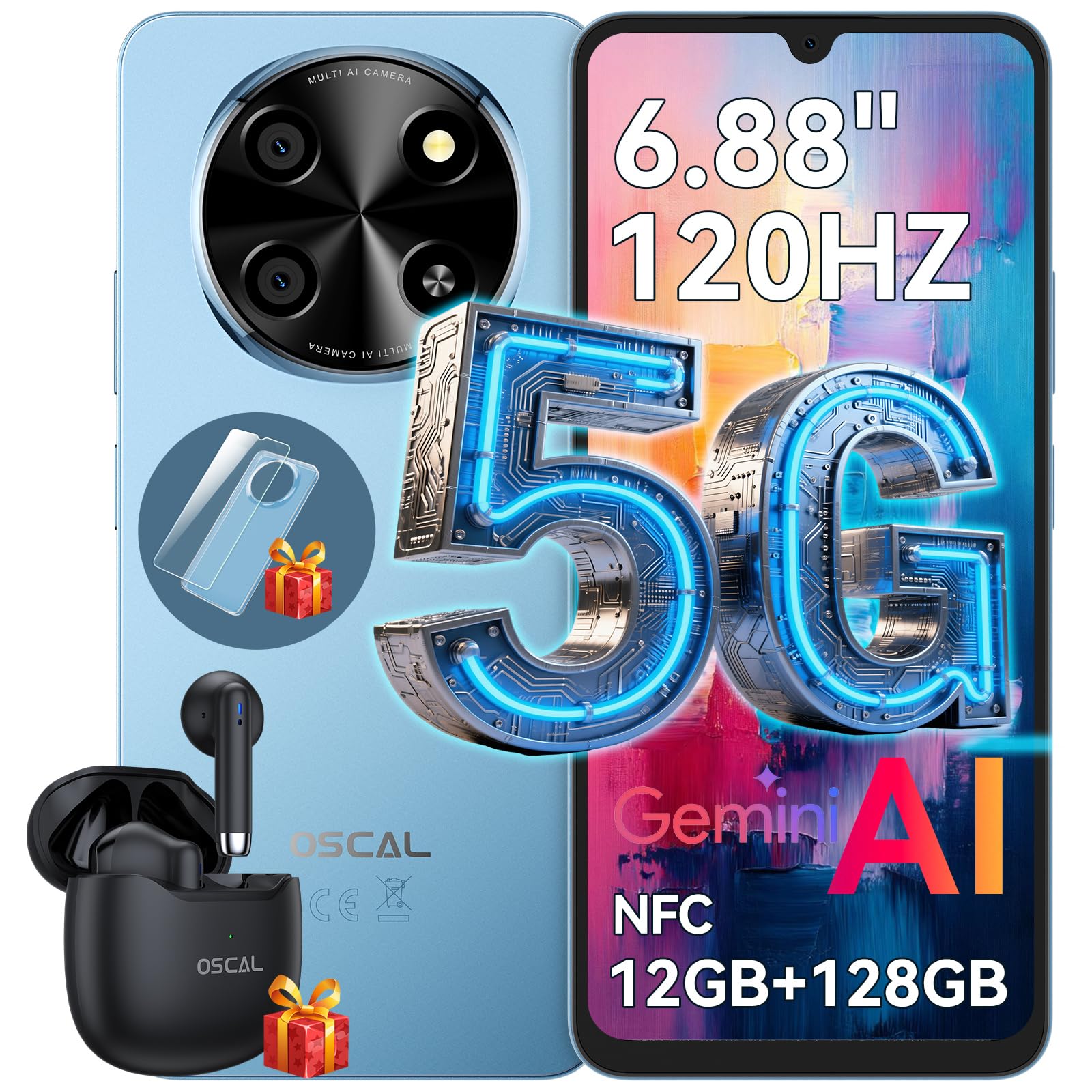 OSCAL Tiger 8 5G Mobile Phones, Newest DokeOS(Android 15 PRO