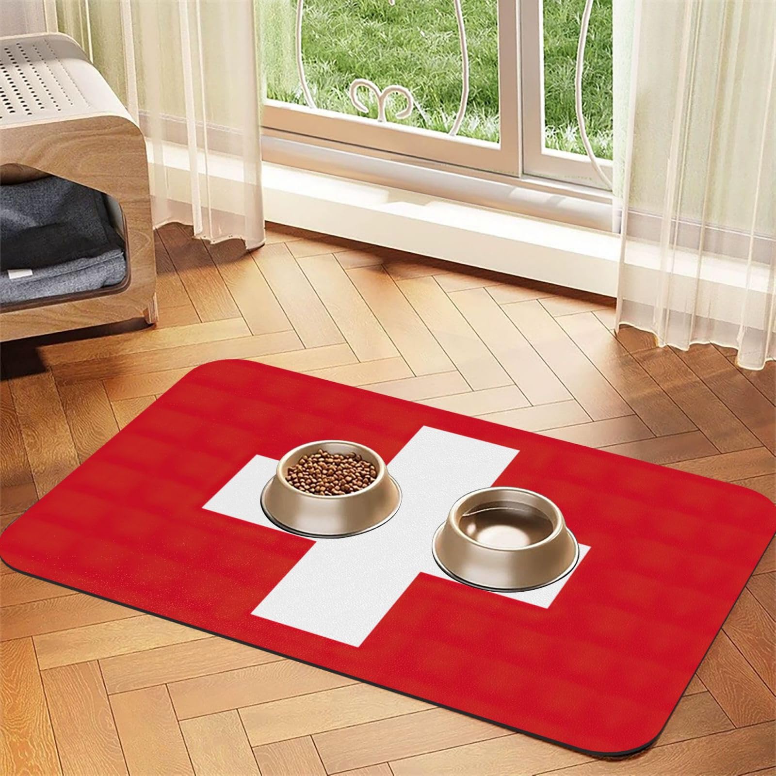 Tapis de nourriture suisse en cuir PU pour chiens et chats - Absorbant et antidérapant