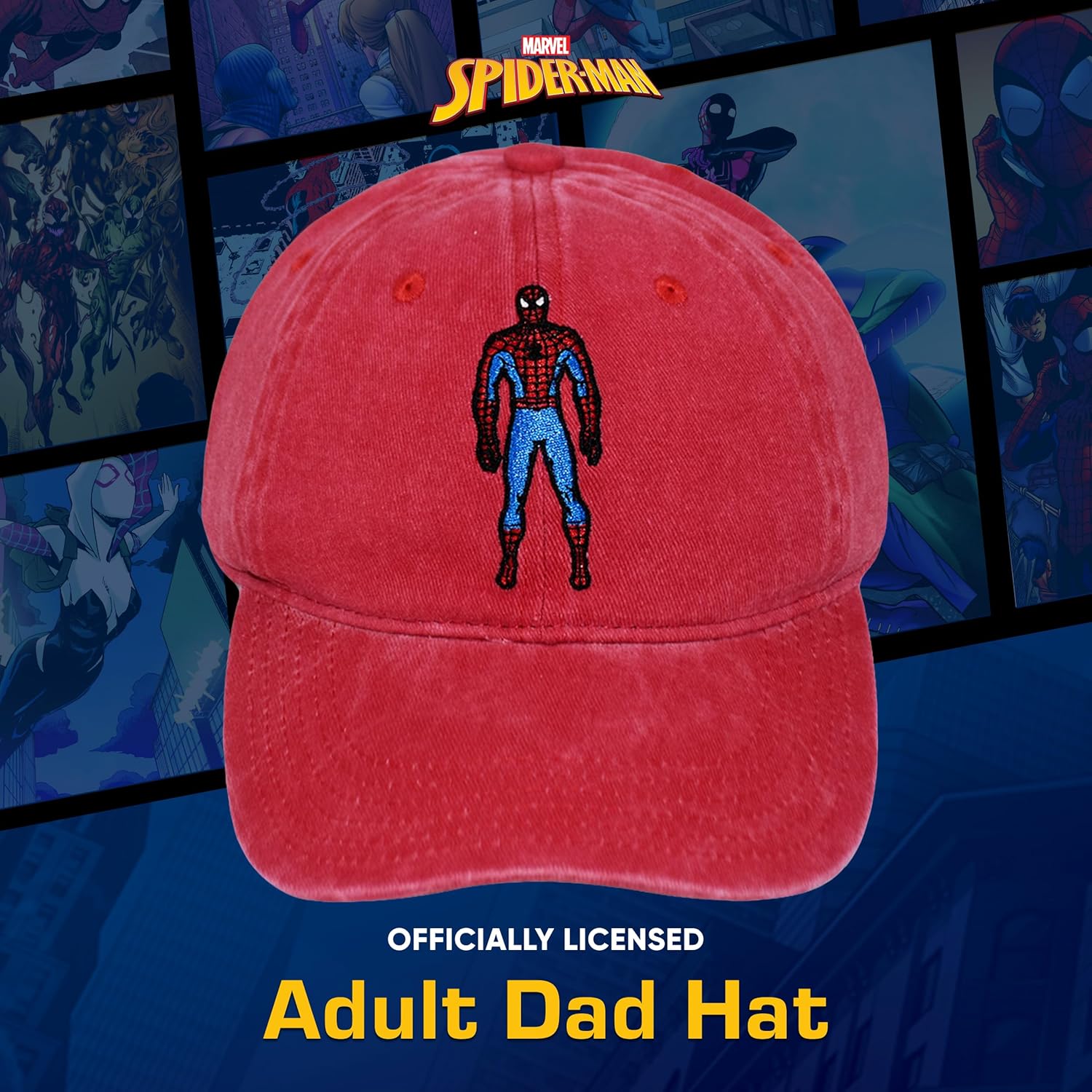 Marvel Spider-Man Cotton Adjustable Dad Hat, Baseball Cap with Curved Brim