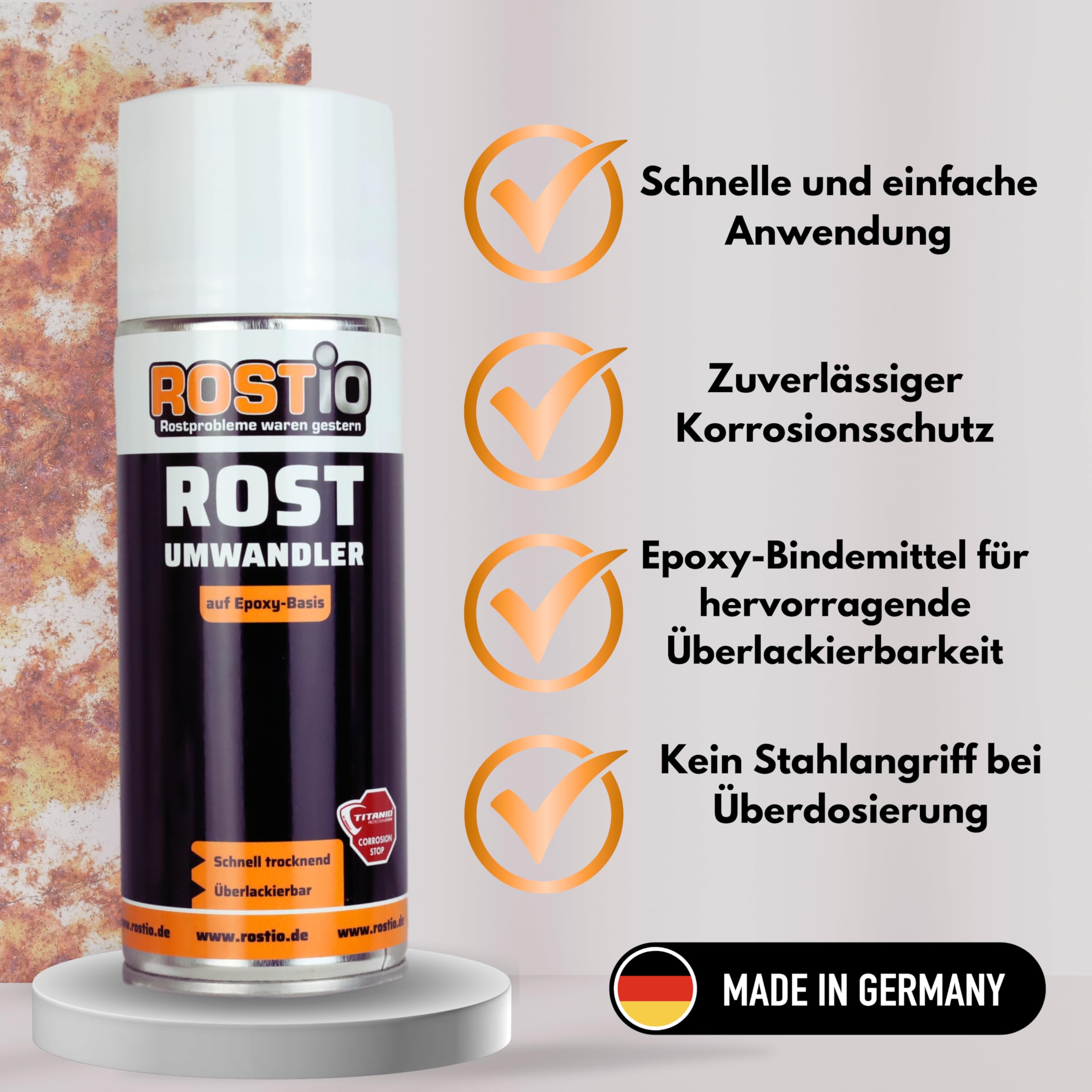 Rostio 5 x Epoxy Rostumwandler Spray 400ml Rostkonverter