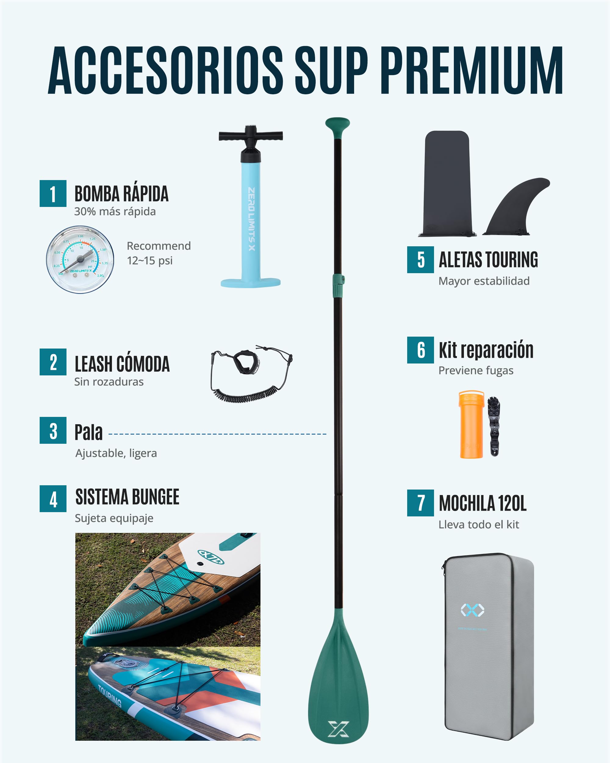 ZLX Tabla Paddle Surf Hinchable 350cm con Asiento – Ideal para Principiantes, Familiar, EVA Antideslizante, PVC Militar 3 Capas, Estable para Mar, Lago & Río, Paseo en Pareja